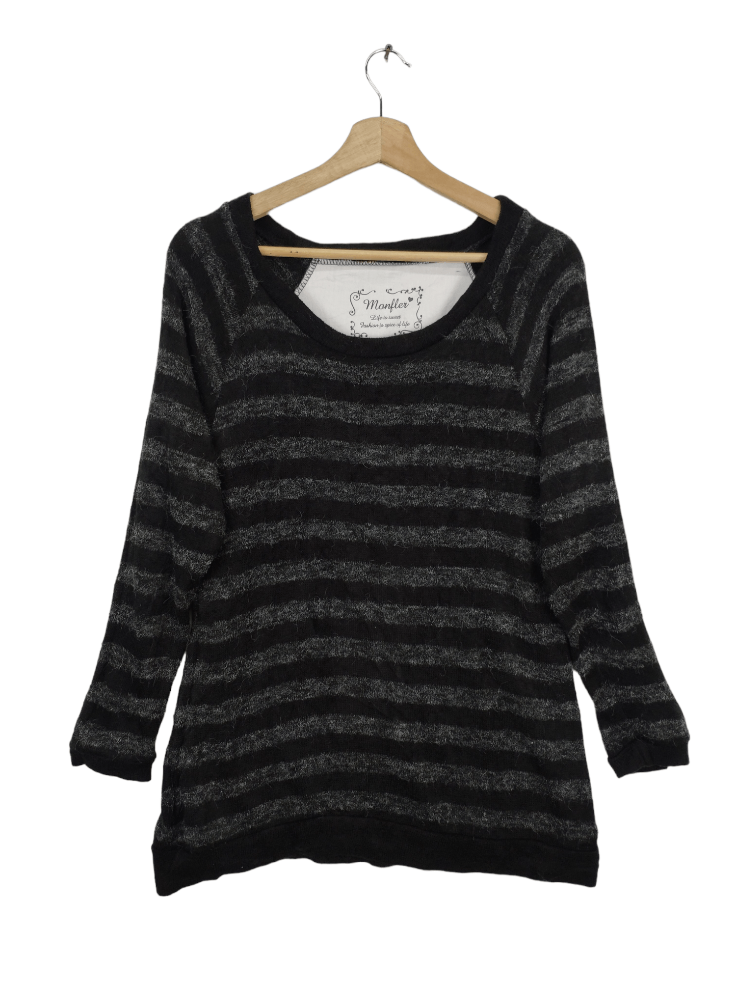 Japanese Brand × Vintage Vintage Hairy Shirt Striped Long Sleeve Size S / US 4 / IT 40 - 1 Thumbnail
