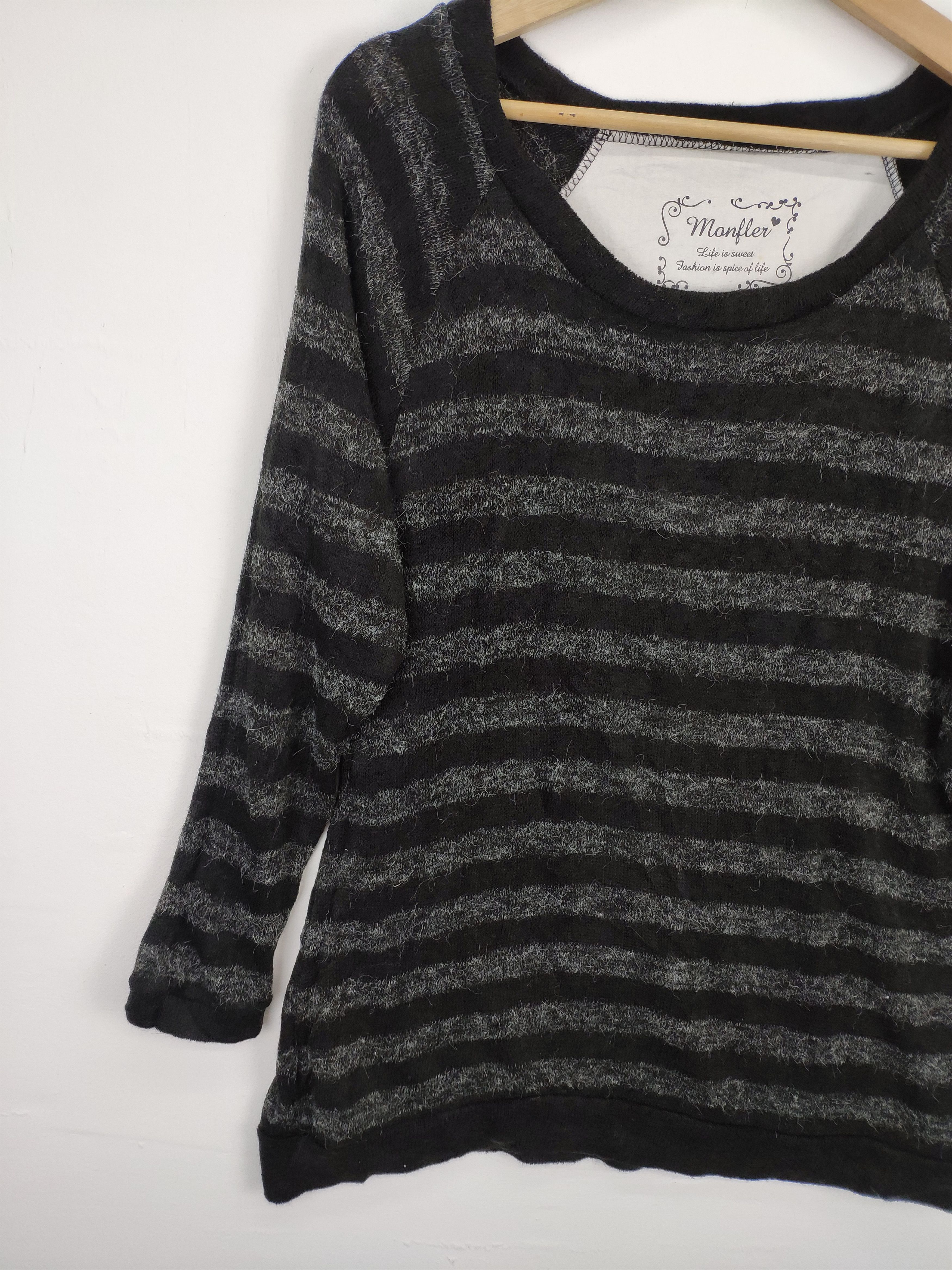 Japanese Brand × Vintage Vintage Hairy Shirt Striped Long Sleeve Size S / US 4 / IT 40 - 8 Thumbnail