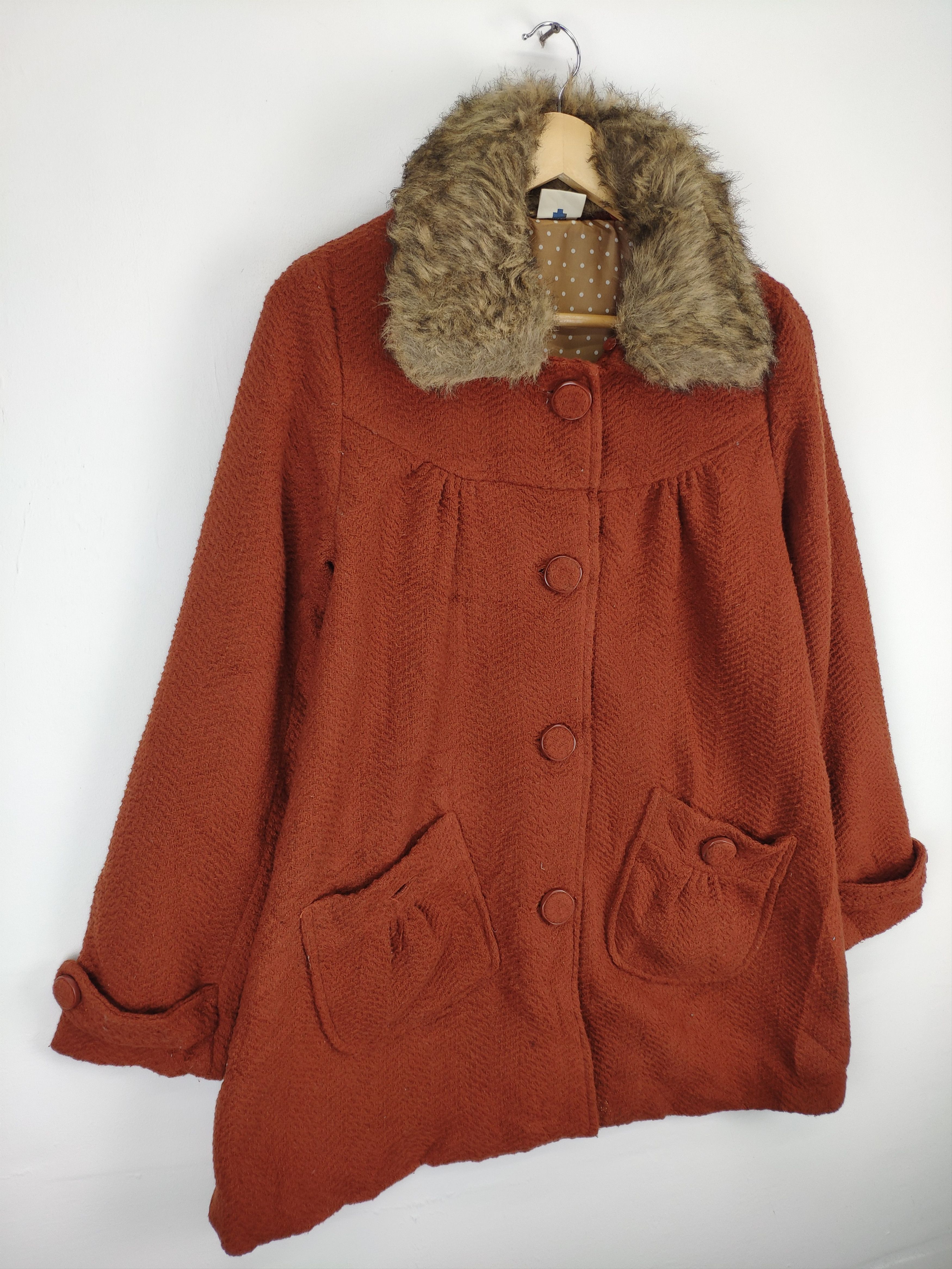 Japanese Brand Vintage Wool Cardigan Faux Fur Neck Size M / US 6-8 / IT 42-44 - 6 Thumbnail