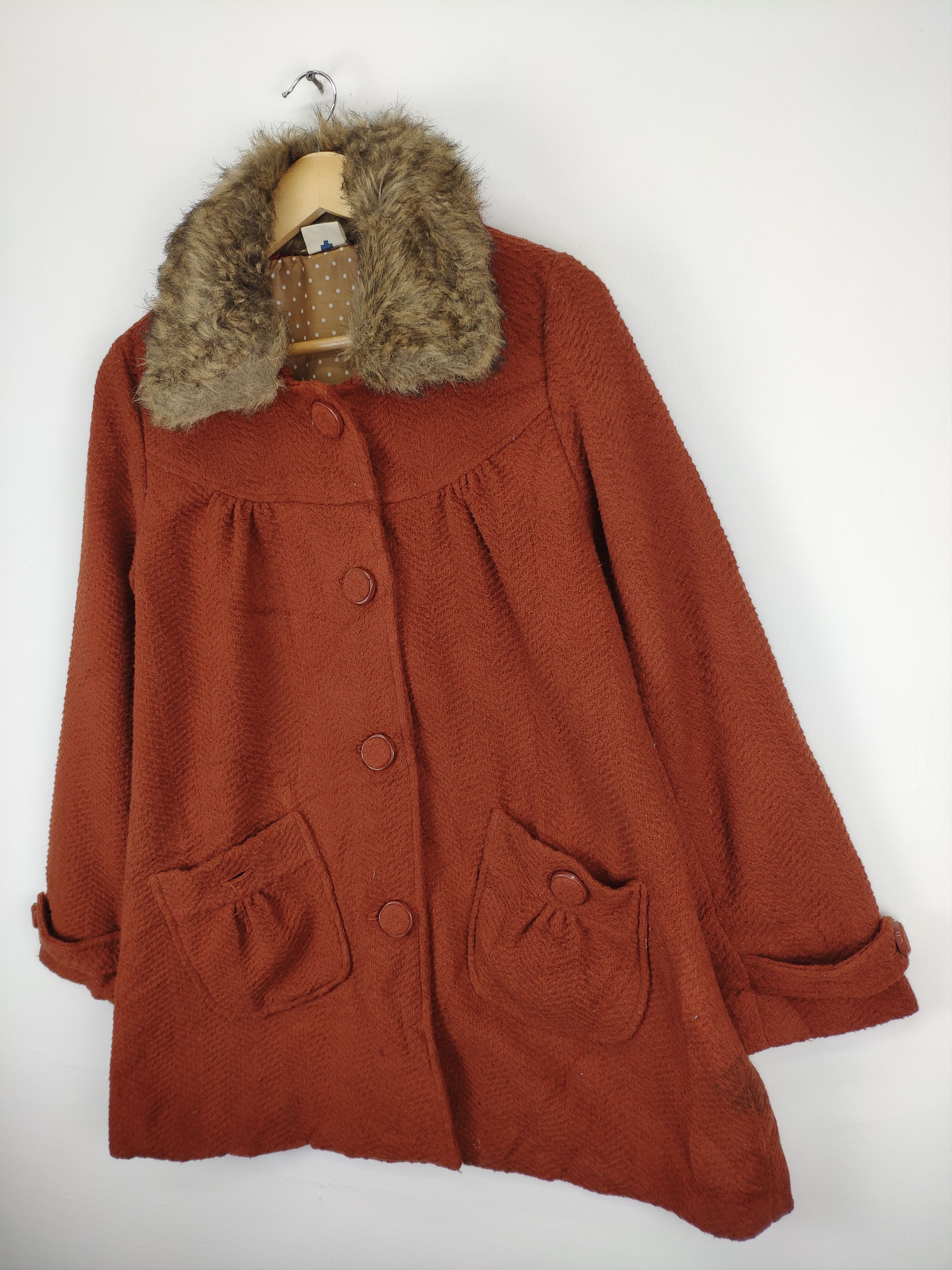 Japanese Brand Vintage Wool Cardigan Faux Fur Neck Size M / US 6-8 / IT 42-44 - 5 Thumbnail