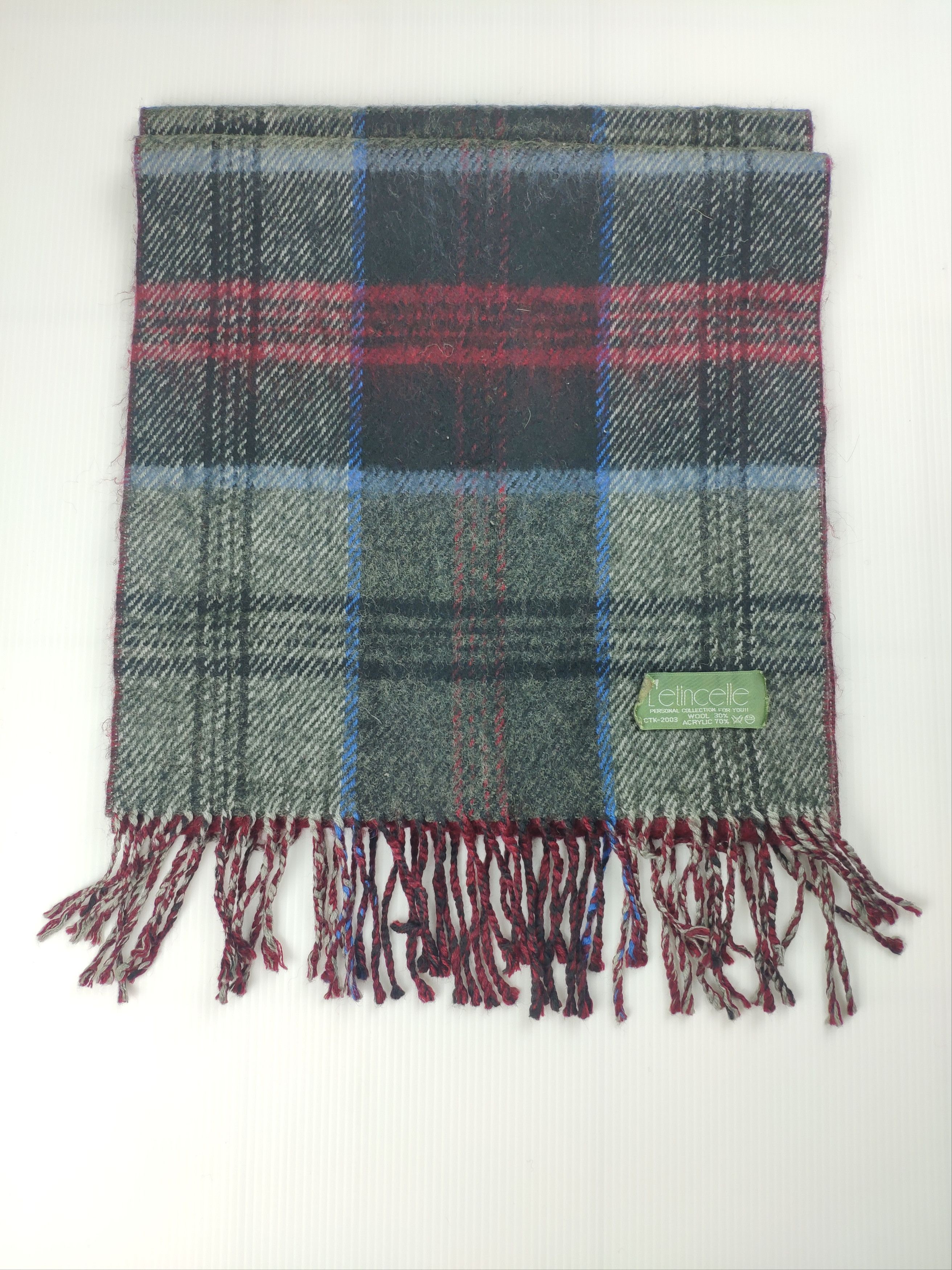 Designer × Vintage Steal 💥 L'lincelle Nova Check Scarf Muffler Wool Size ONE SIZE - 3 Thumbnail