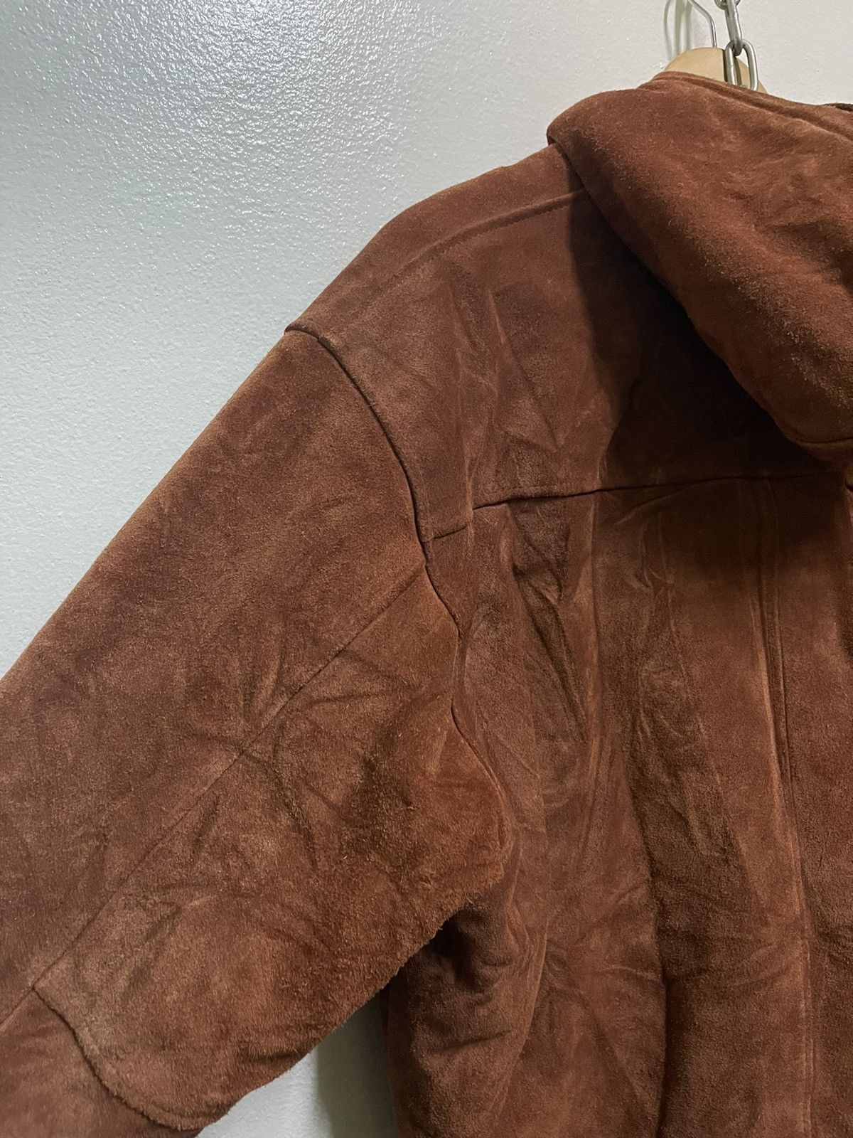 Genuine Leather Seahop Brown Suede Leather Hoodie Heavy Jacket Size US L / EU 52-54 / 3 - 13 Thumbnail