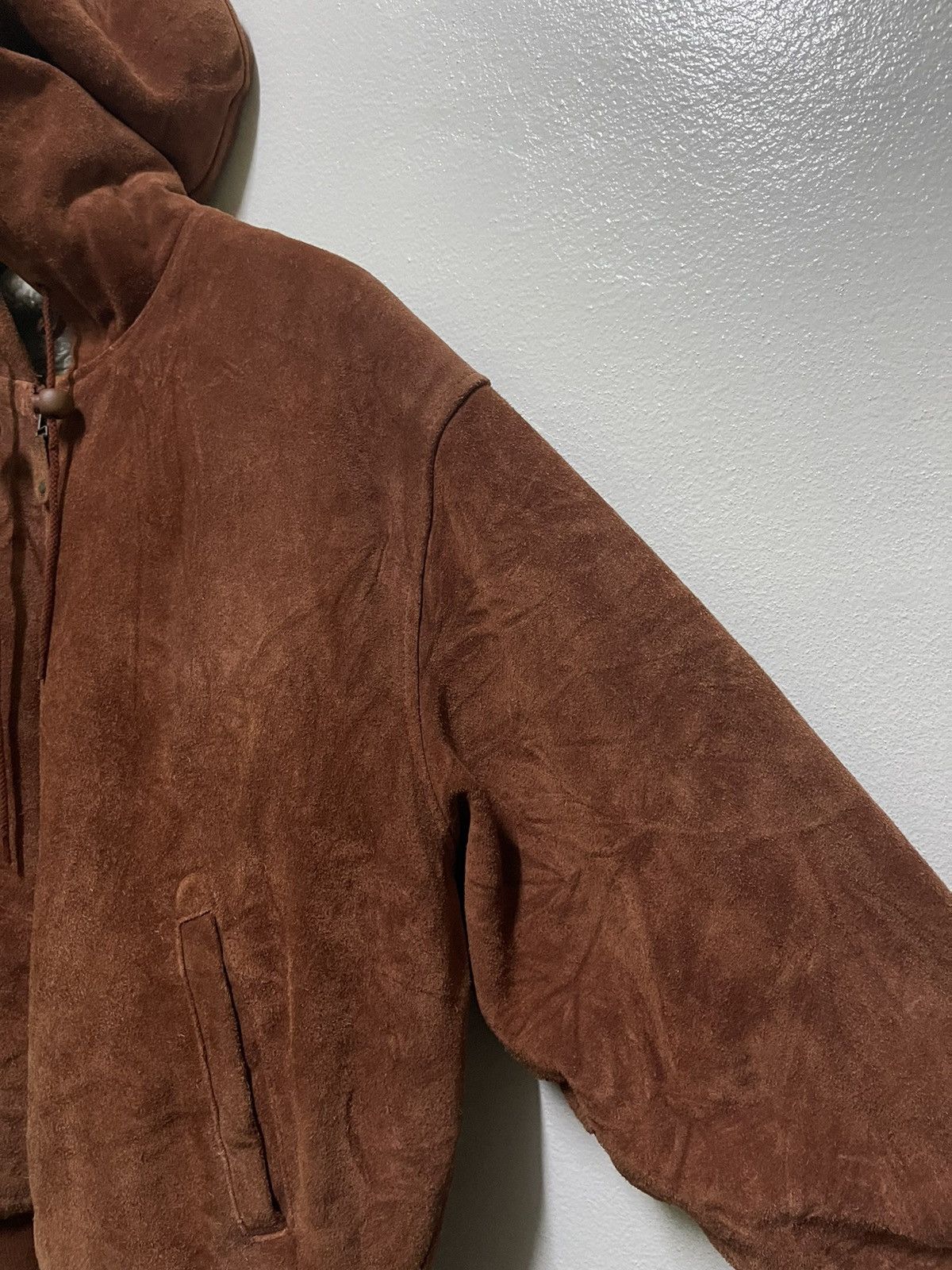 Genuine Leather Seahop Brown Suede Leather Hoodie Heavy Jacket Size US L / EU 52-54 / 3 - 5 Thumbnail