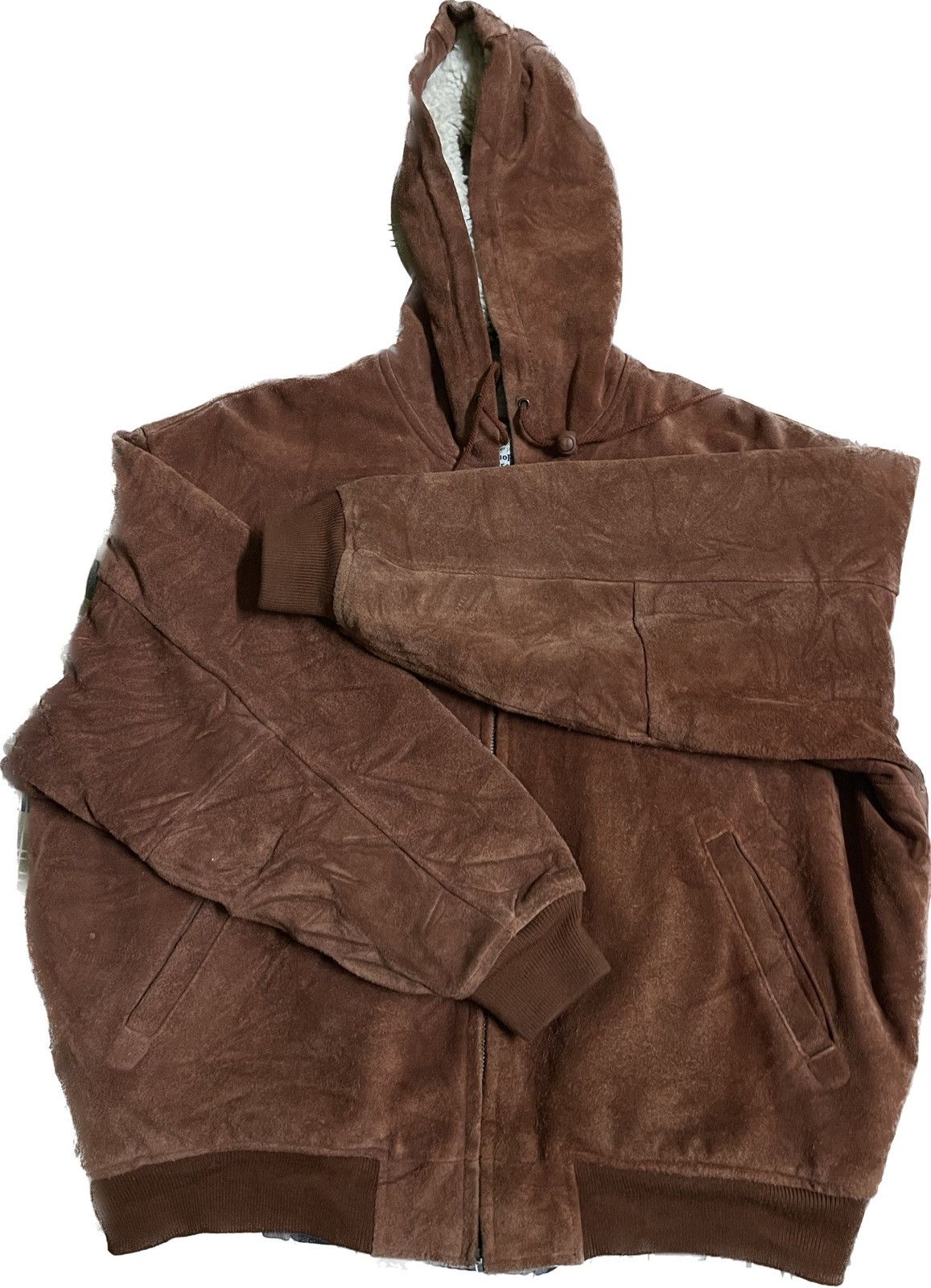 Genuine Leather Seahop Brown Suede Leather Hoodie Heavy Jacket Size US L / EU 52-54 / 3 - 19 Thumbnail