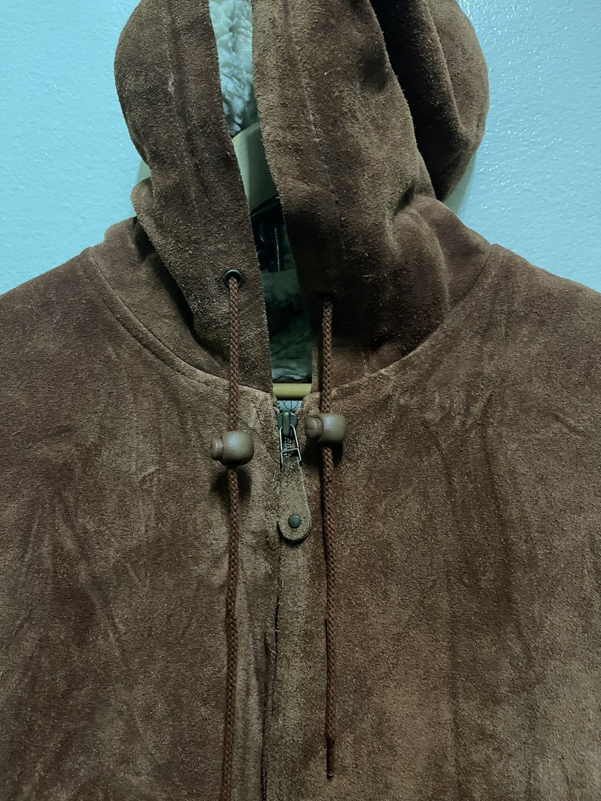 Genuine Leather Seahop Brown Suede Leather Hoodie Heavy Jacket Size US L / EU 52-54 / 3 - 4 Thumbnail