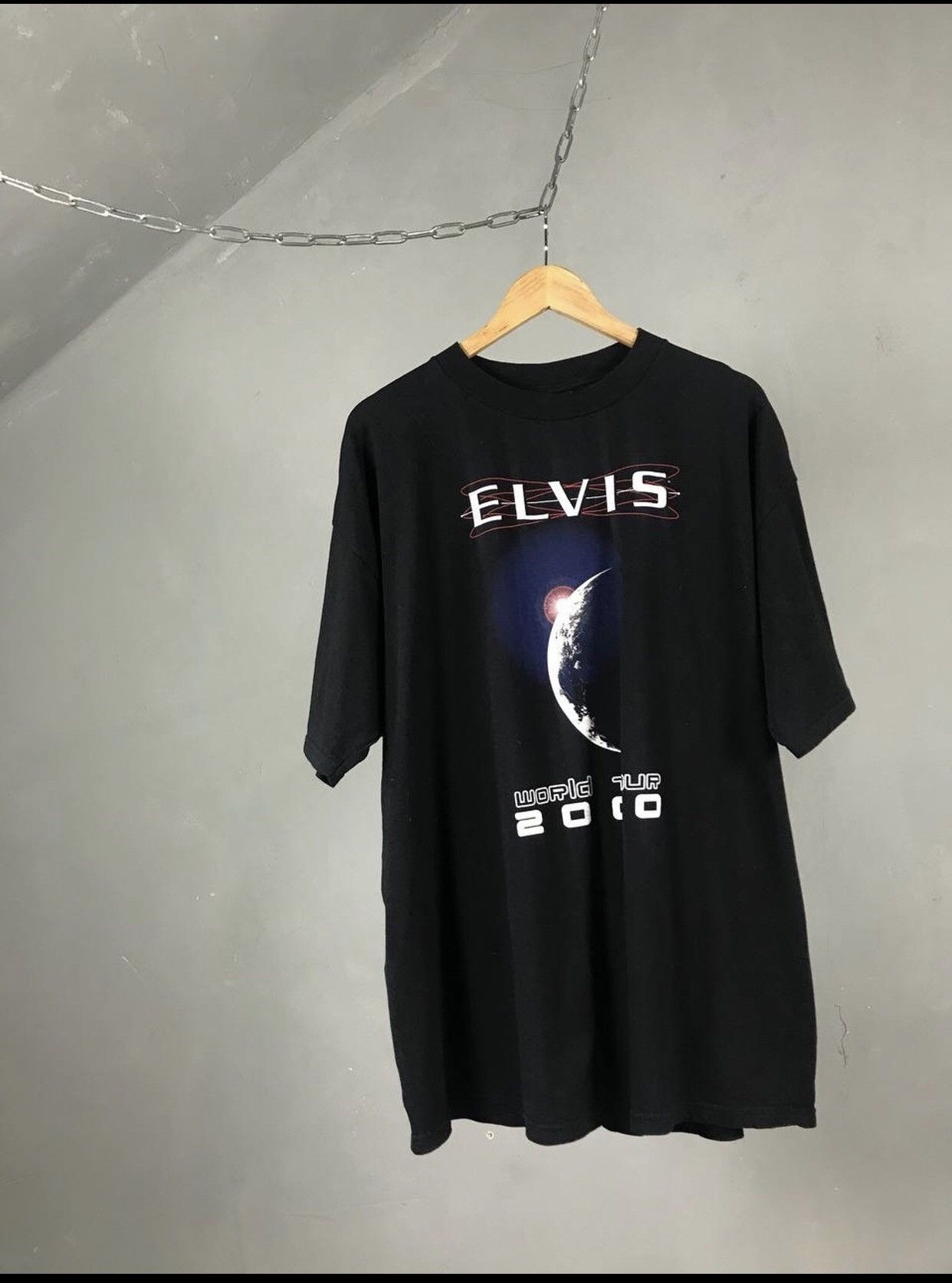 image of Band Tees x Tour Tee Elvis Presley 2000 Vintage Band Tour Tee in Black, Men's (Size 2XL)