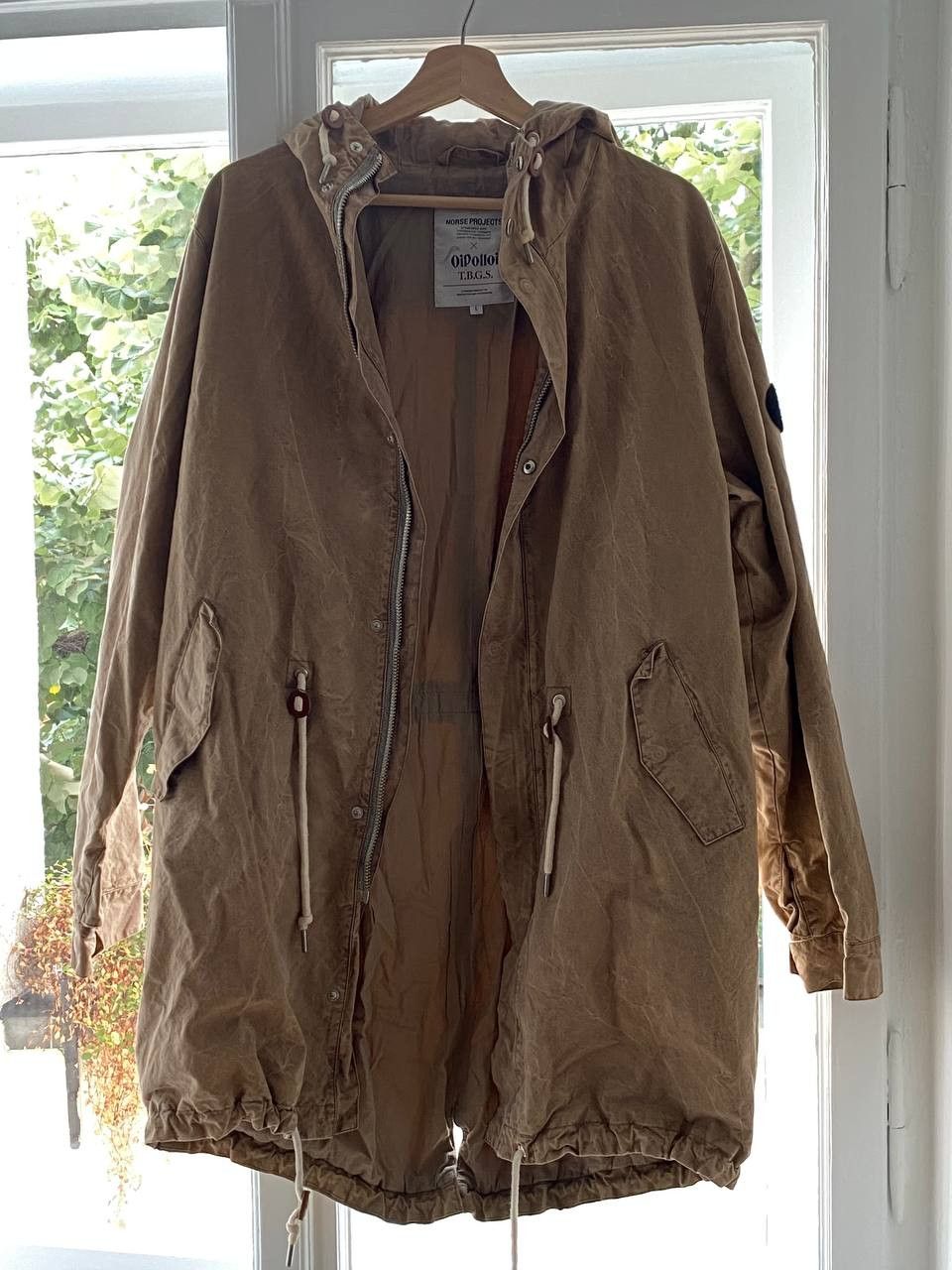 image of Norse Projects x Oi Polloi Oddbergur Parka in Marble Tan, Men's (Size Large)