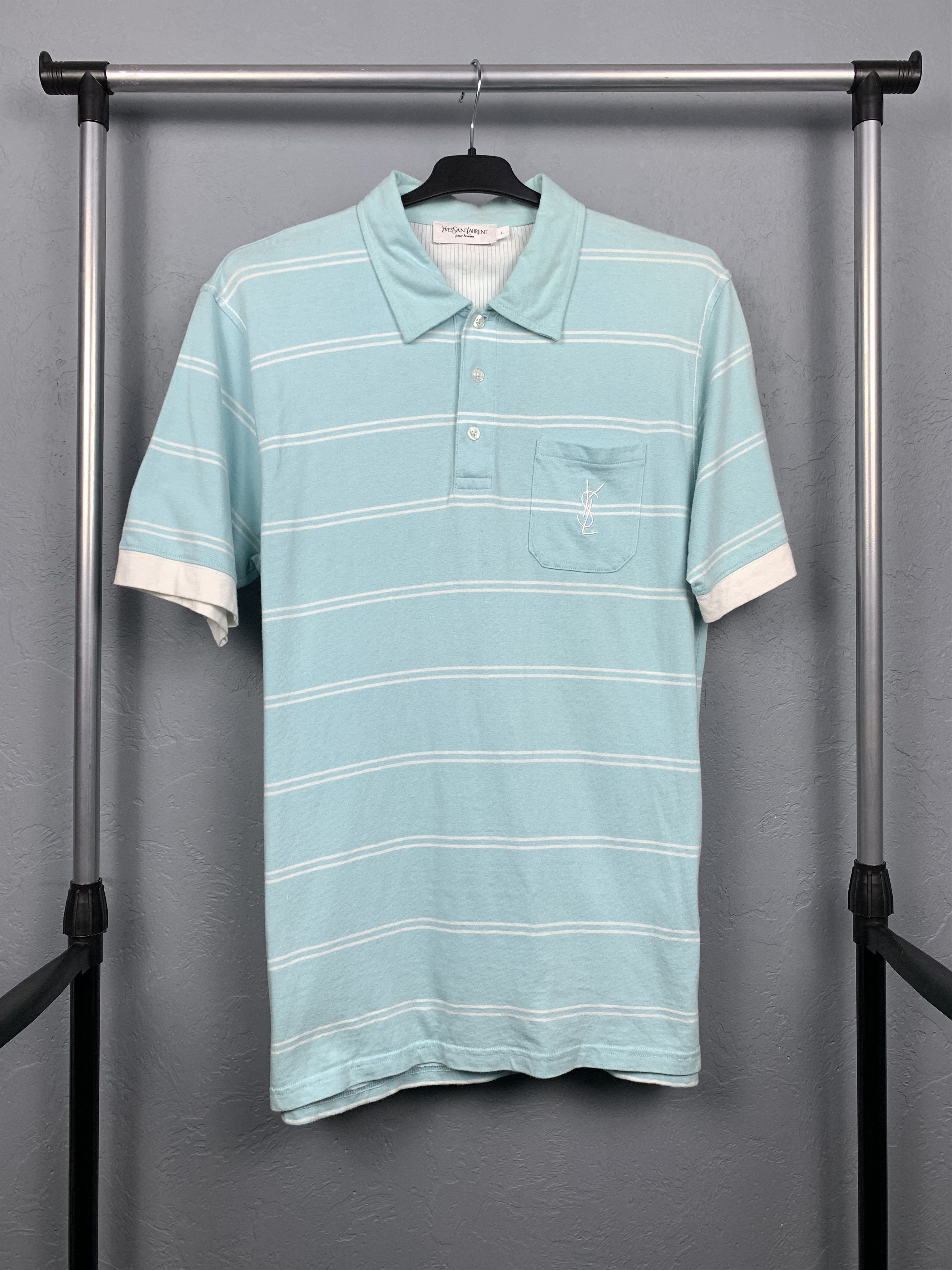 Yves Saint Laurent Yves Saint Laurent YSL Vintage Mens Striped Polo Shirt Size US L / EU 52-54 / 3 - 1 Thumbnail