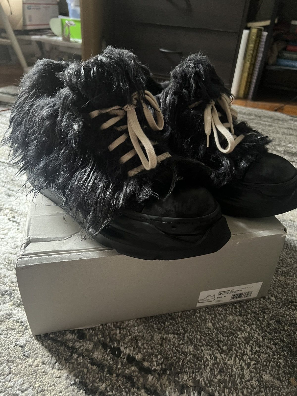 Rick Owens Drkshdw Abstract Faux-fur Side-zip Sneakers In