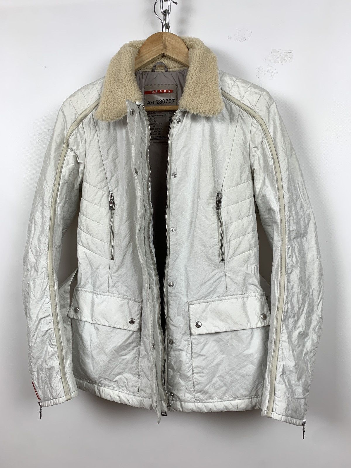 Prada Vintage Prada Women’s Red Tab Nylon Metal Jacket Size M / US 6-8 / IT 42-44 - 3 Thumbnail