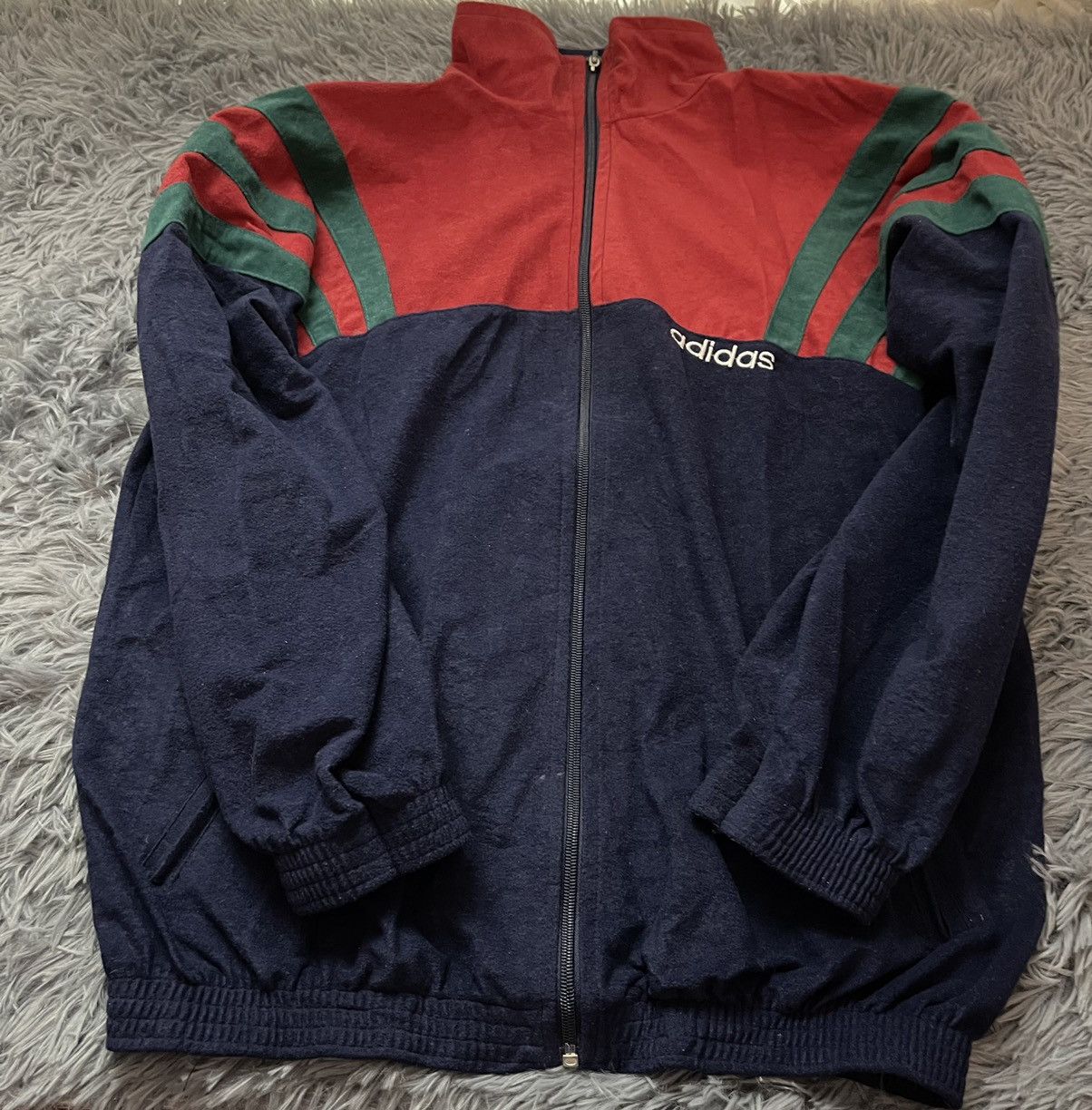 Adidas × Vintage Adidas 80s vintage velour track jacket in Gucci colours Size US L / EU 52-54 / 3 - 6 Thumbnail