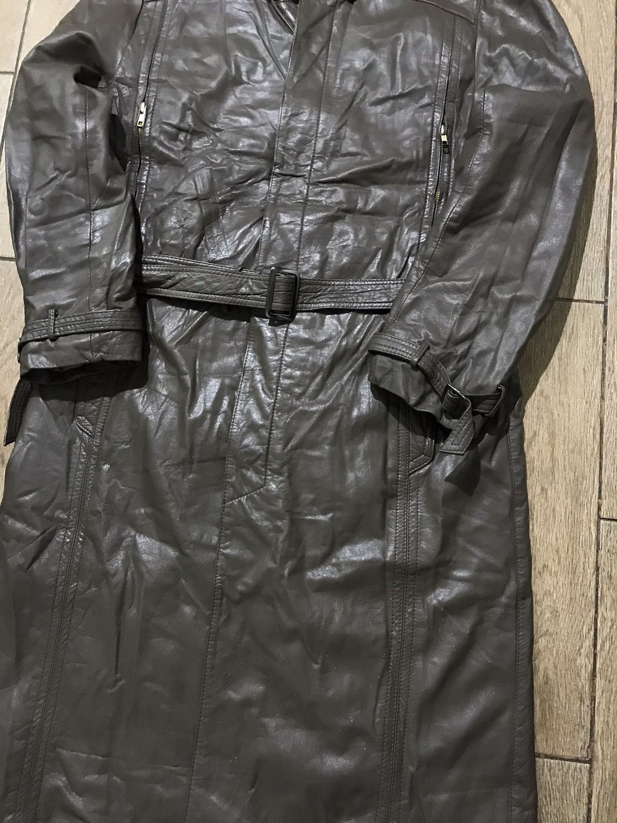 Genuine Leather Vintage 90s style Brown Leather Trench Coat Size US L / EU 52-54 / 3 - 4 Thumbnail