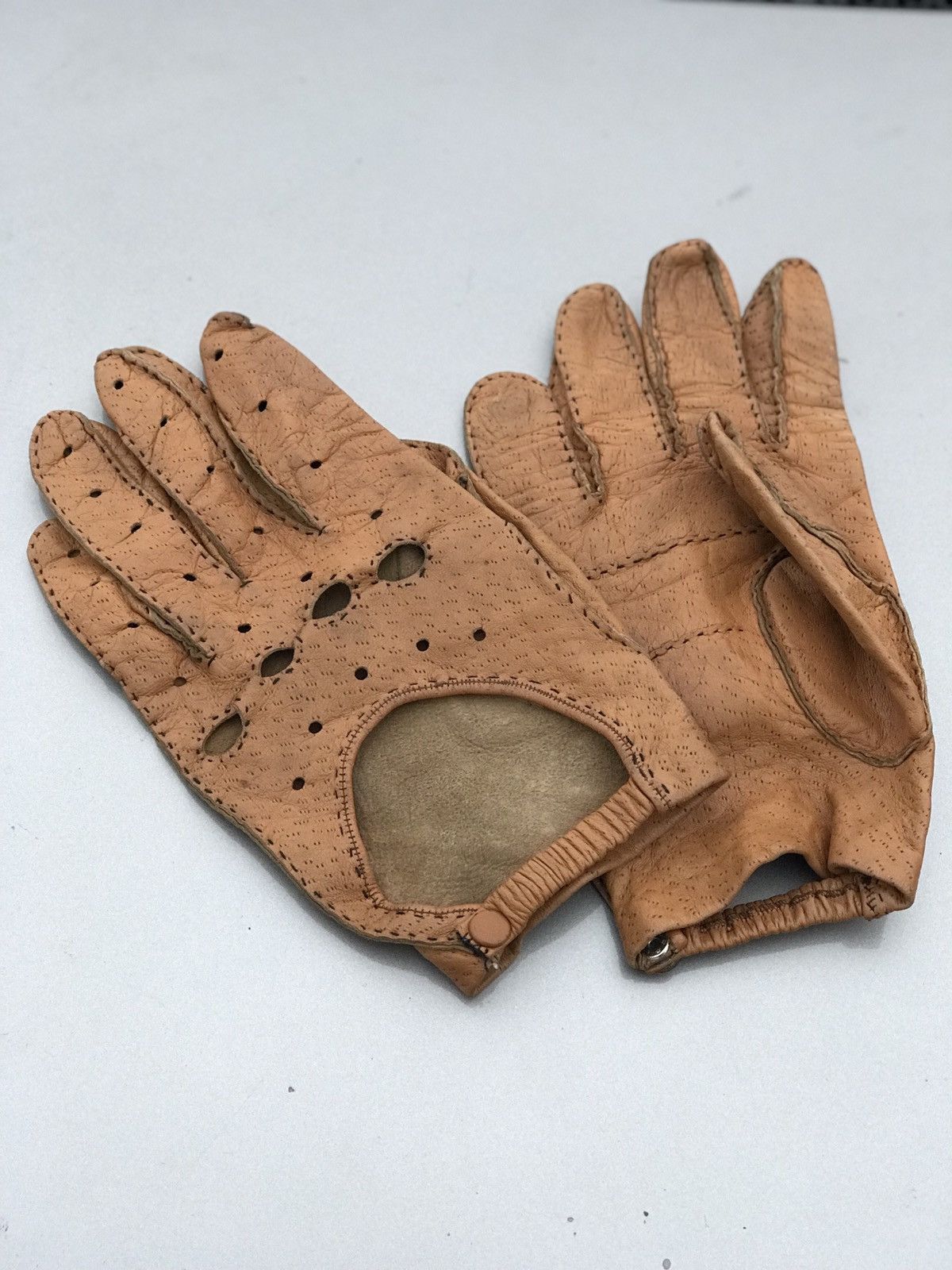 Handmade PECCARY LEATHER DRIVING GLOVES Size 42 - 5 Thumbnail