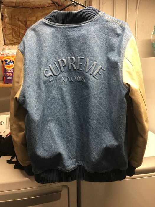 Supreme Supreme Denim Varsity Jacket | Grailed