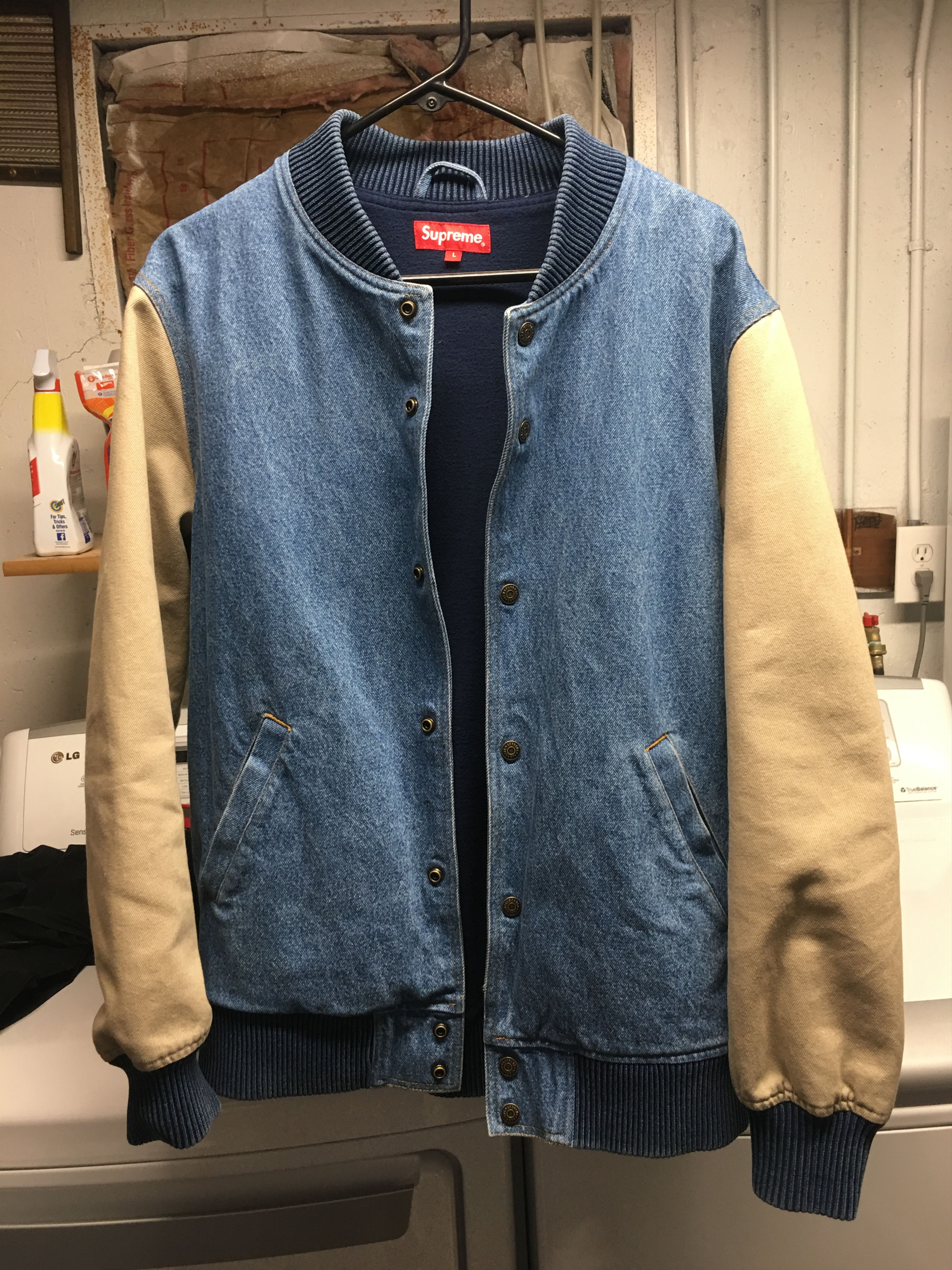 Supreme Supreme Denim Varsity Jacket | Grailed