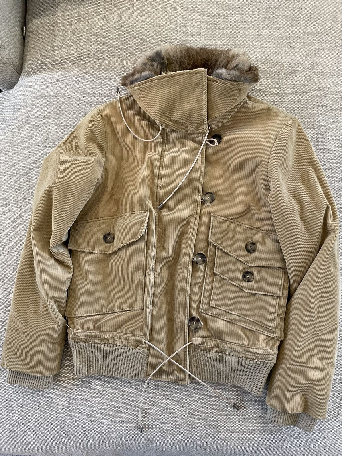 Angora Fur Lined Corduroy Bomber