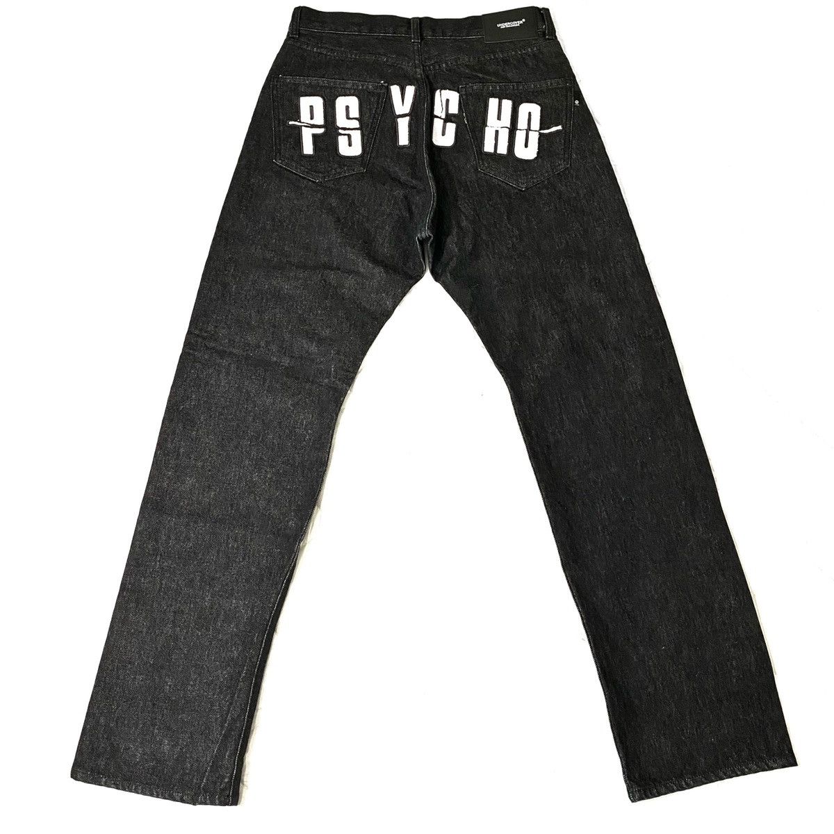 UNDERCOVER アンダーカバー psycho black denim Undercover x Psycho logo-appliqué Jeans | Black | FARFETCH
