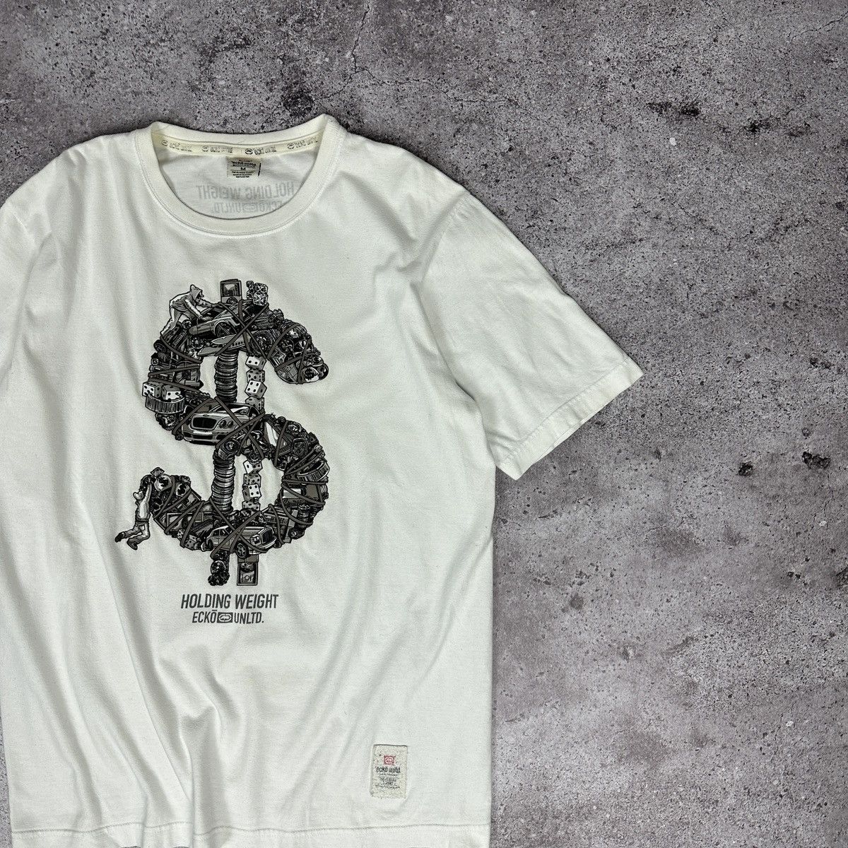 Ecko Unltd. Vintage Y2K Ecko Unltd Holding Weight OG Grail tee bucks $ Size US M / EU 48-50 / 2 - 2 Thumbnail