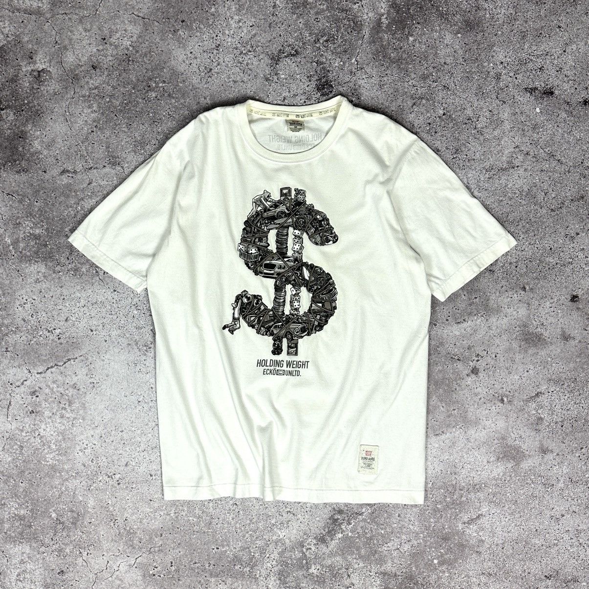Ecko Unltd. Vintage Y2K Ecko Unltd Holding Weight OG Grail tee bucks $ Size US M / EU 48-50 / 2 - 1 Thumbnail