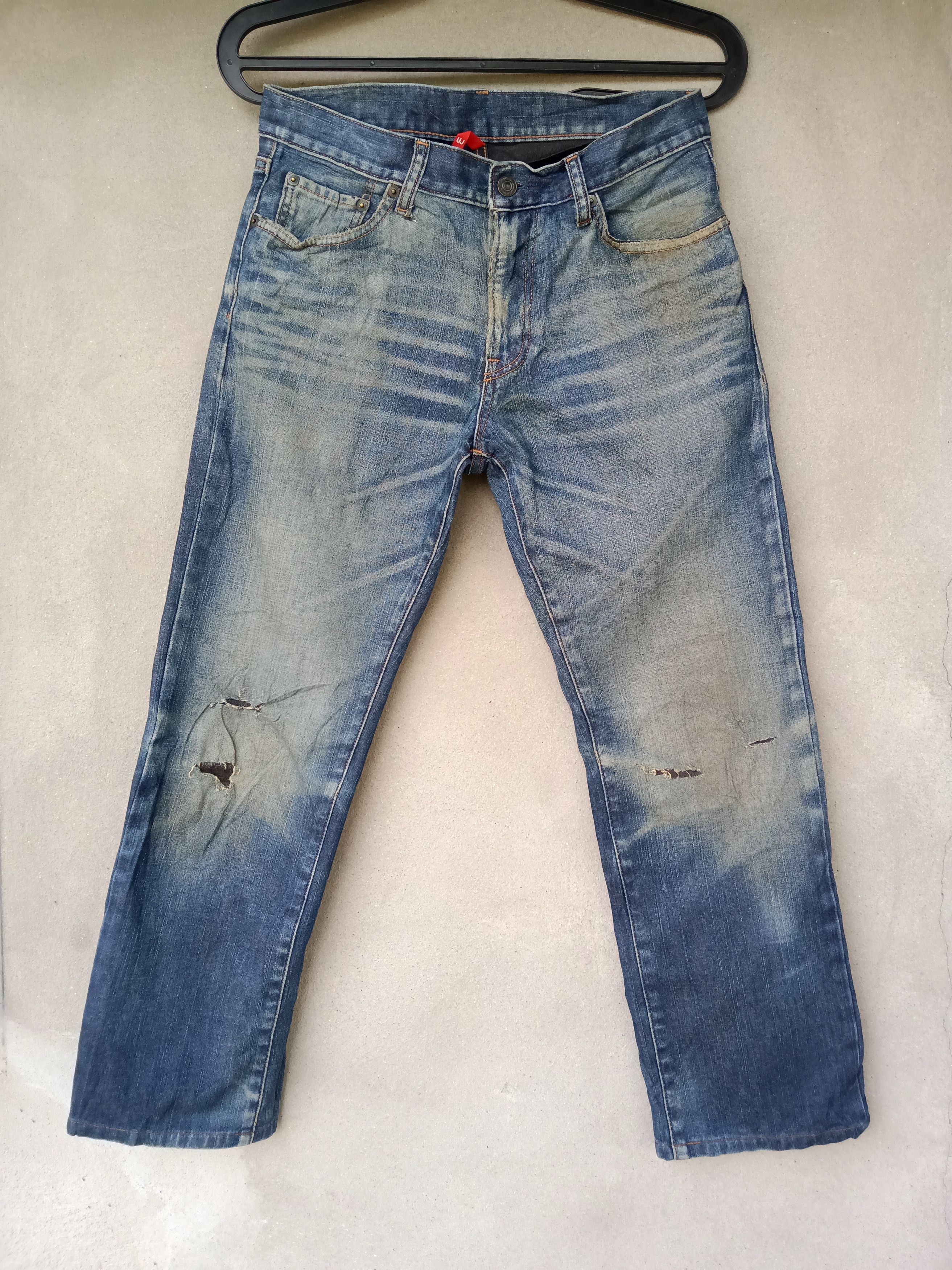 Japanese Brand × Uniqlo Uniqlo jeans patchwork distressed style Size US 30 / EU 46 - 1 Thumbnail