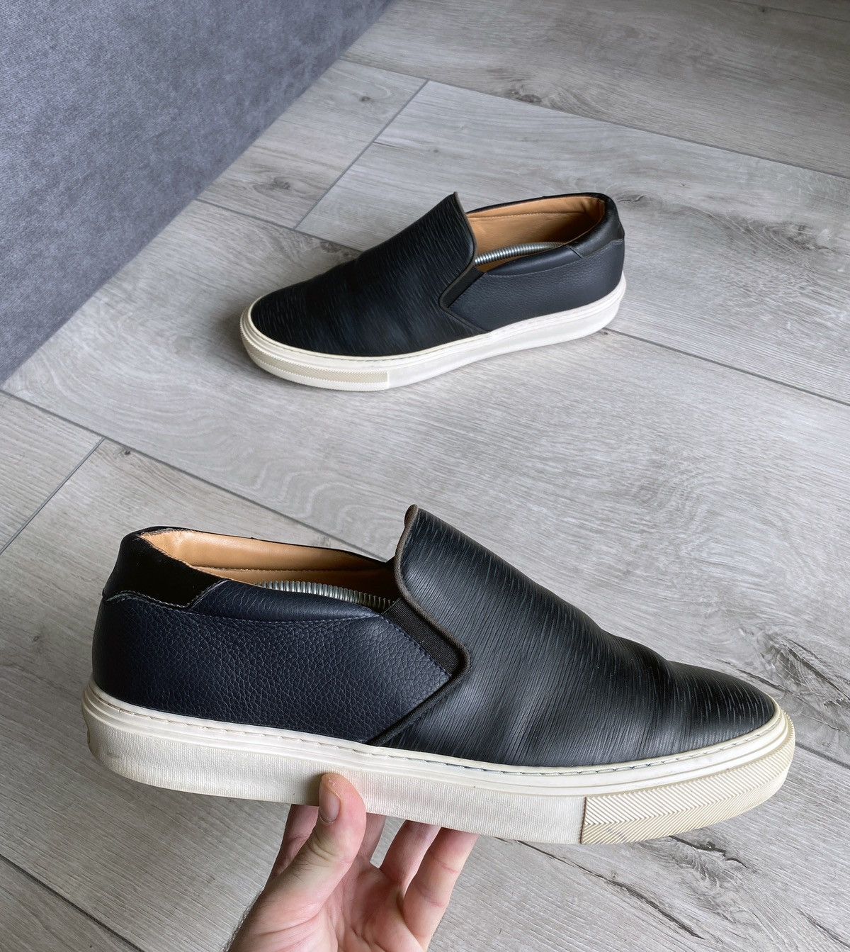 Louis Vuitton Black Epi Leather Slip On Shoes Sneakers