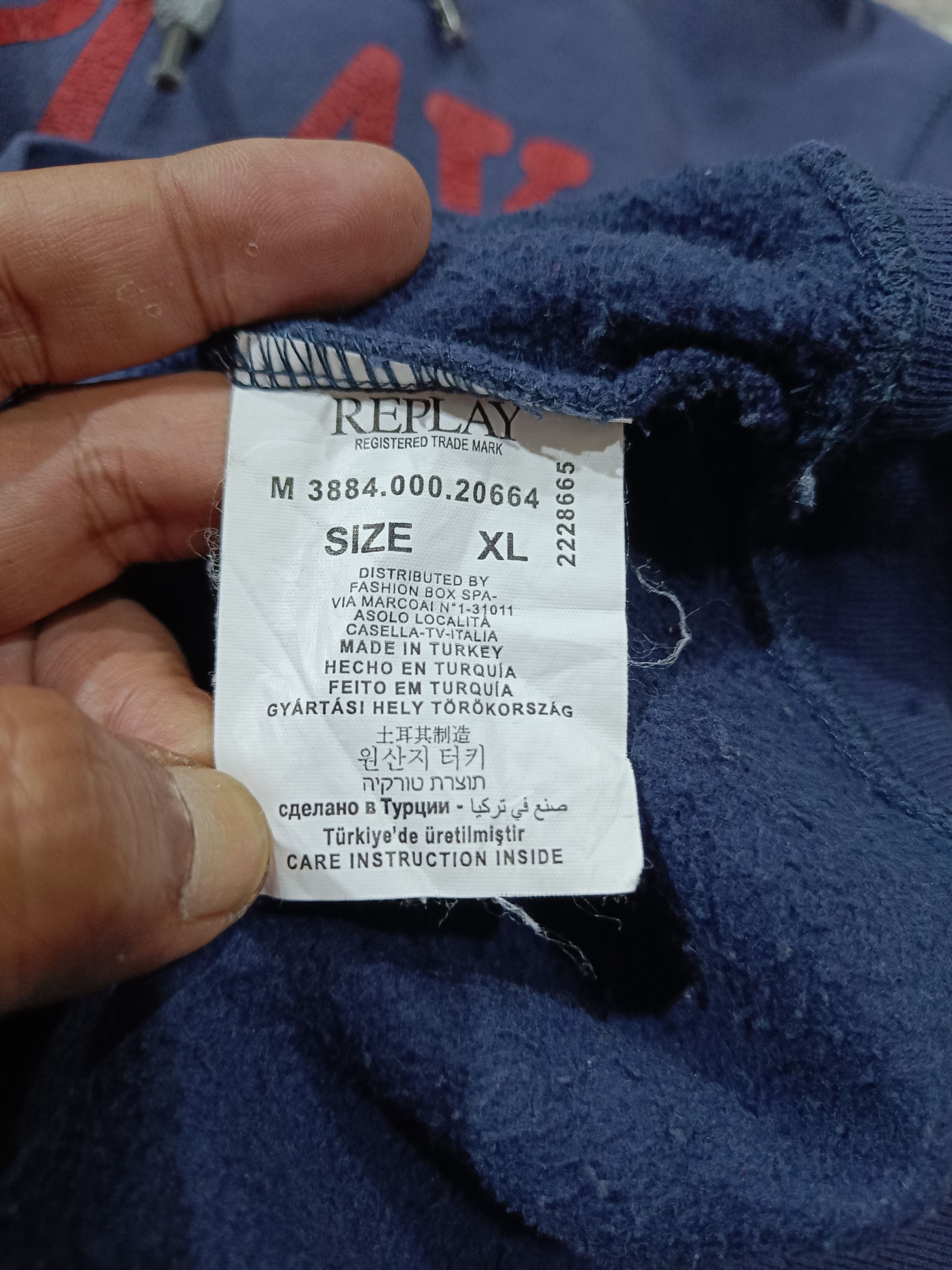 Replay × Vintage Vintage Replay Spellout Hoodie Evenly Faded Size US XL / EU 56 / 4 - 5 Thumbnail