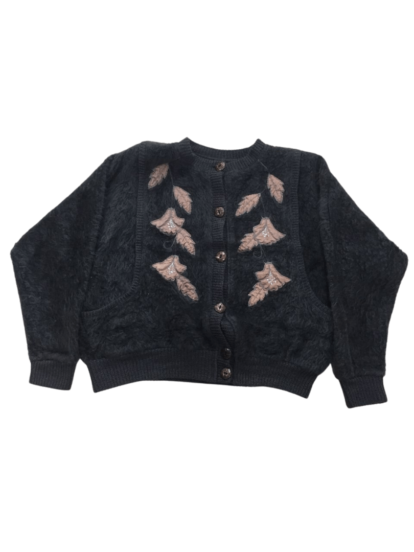 Mohair-blend Dark Gray Vest-style Cardigan Oversized