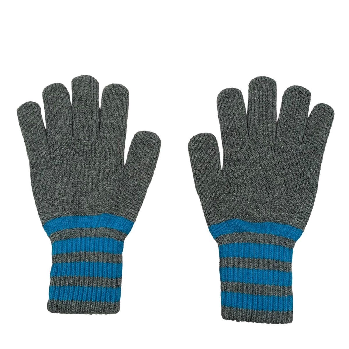 Futura Vintage Futura Laboratories Gray & Blue Stripe Knit Gloves Size ONE SIZE - 3 Thumbnail