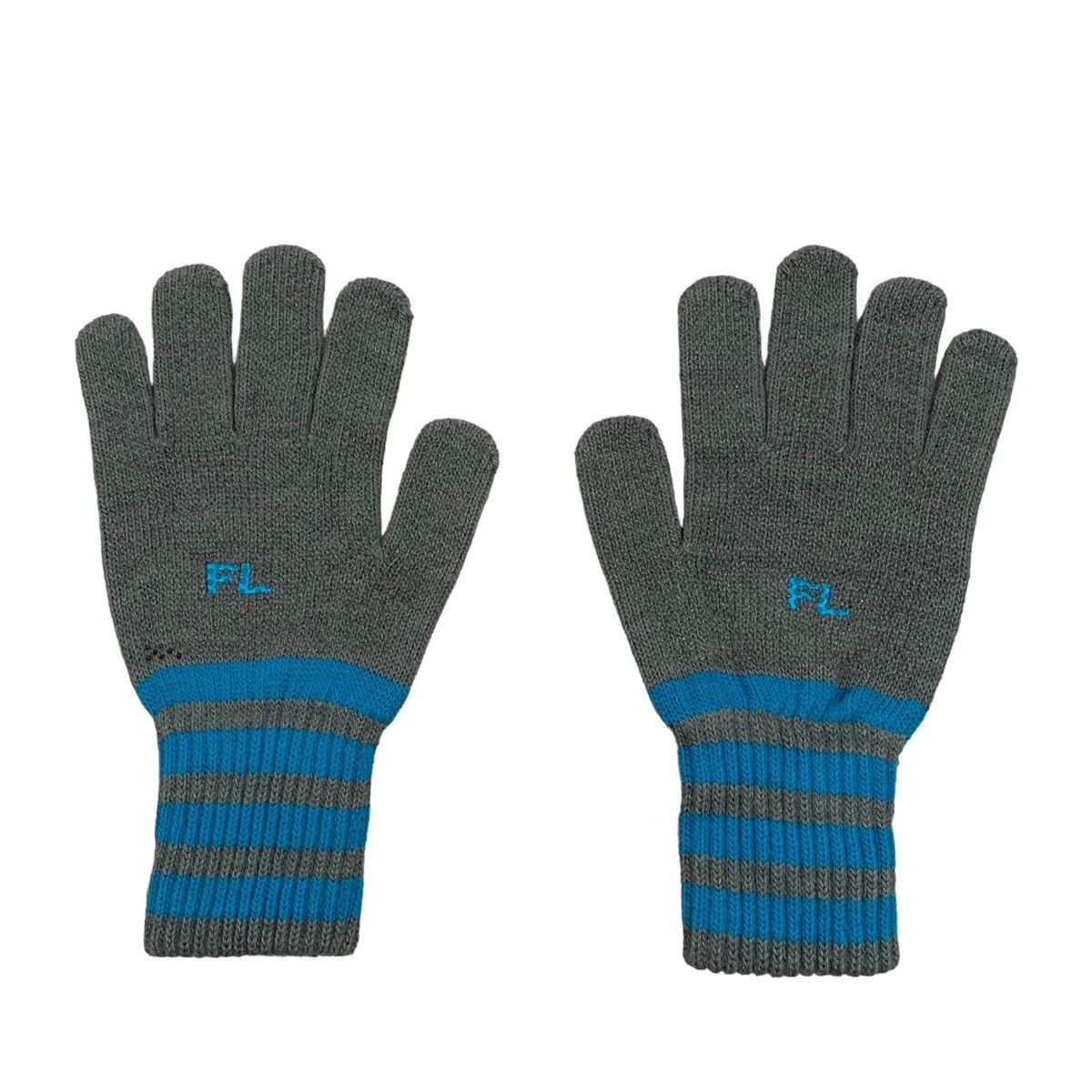 Futura Vintage Futura Laboratories Gray & Blue Stripe Knit Gloves Size ONE SIZE - 1 Thumbnail