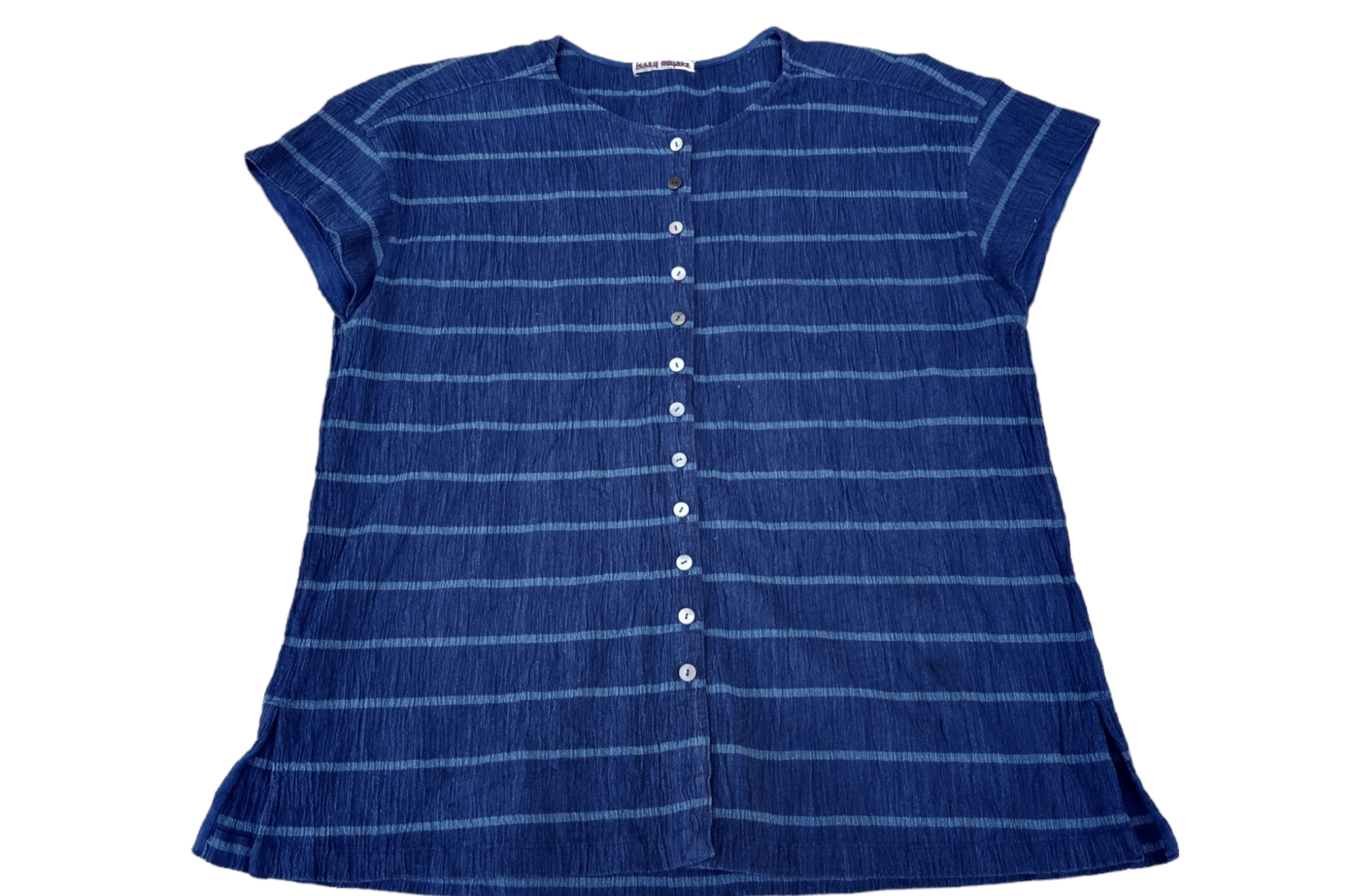 70s Issey Miyake Pleats Indigo Button Up