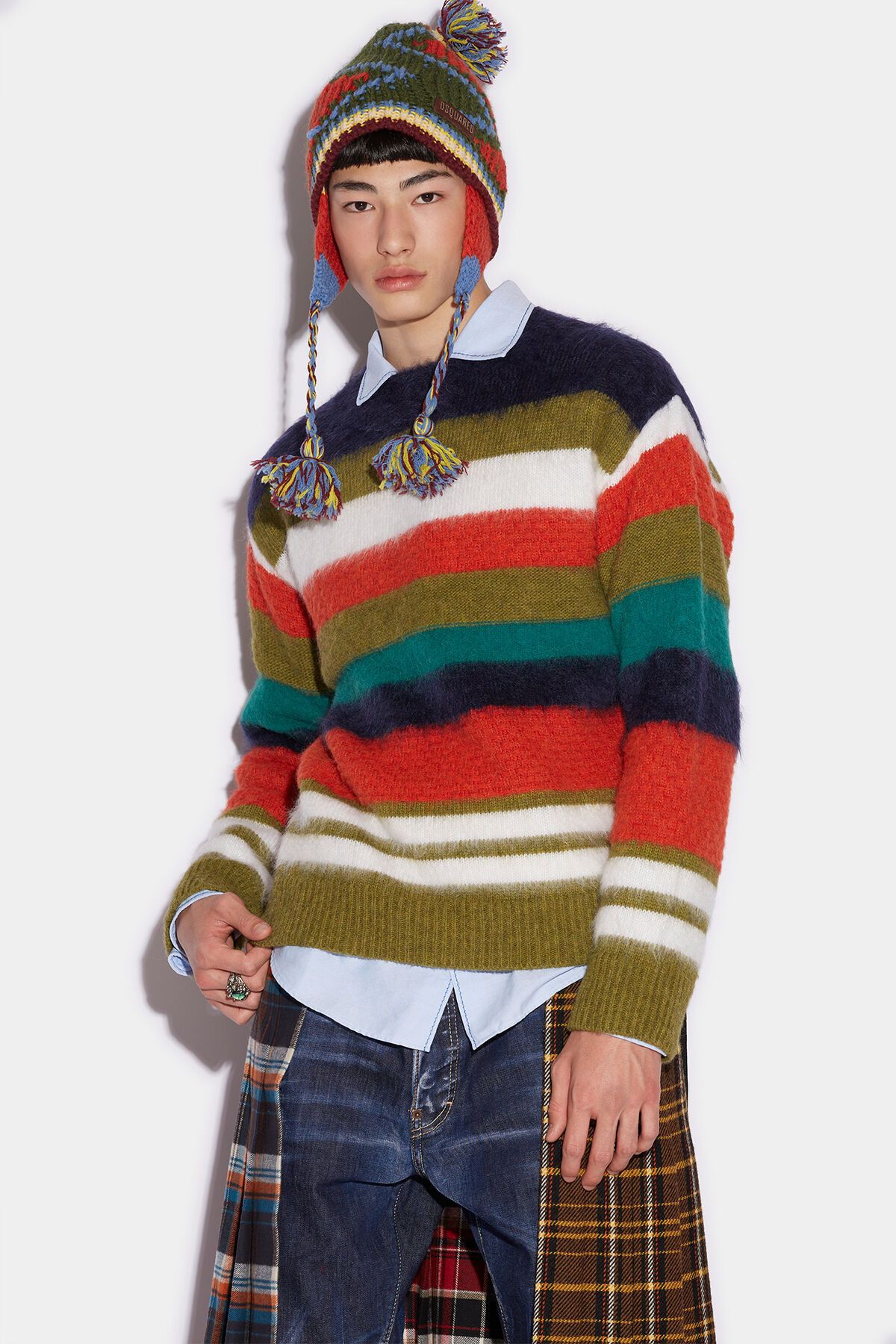 image of Aw22 Dsquared2 Lowlands Stripe Pull Sweater Xl, Men's