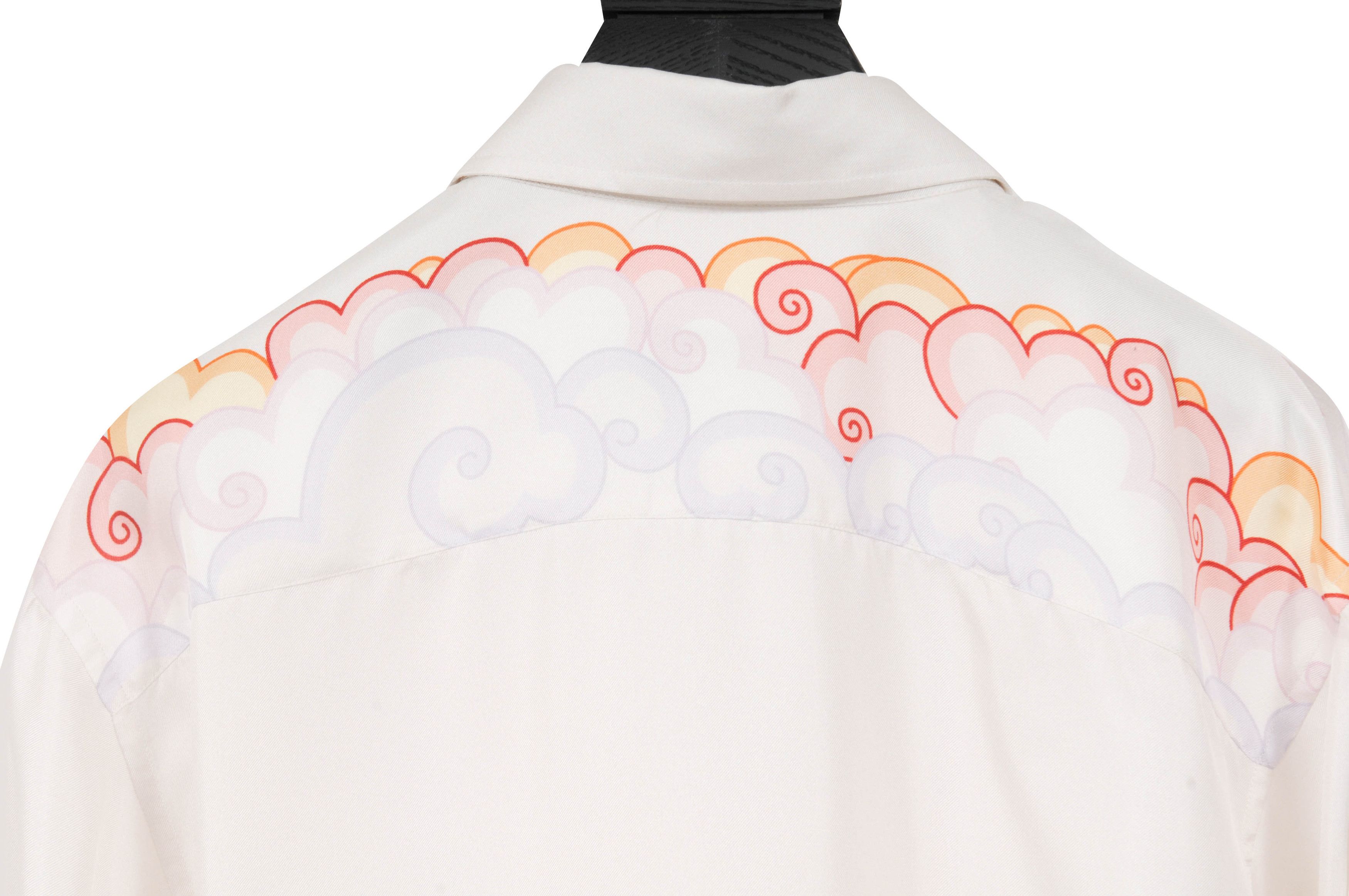 Lanvin Pink Purple Orange Cloud Ocean Boat White Silk Print Shirt Size US M / EU 48-50 / 2 - 9 Thumbnail