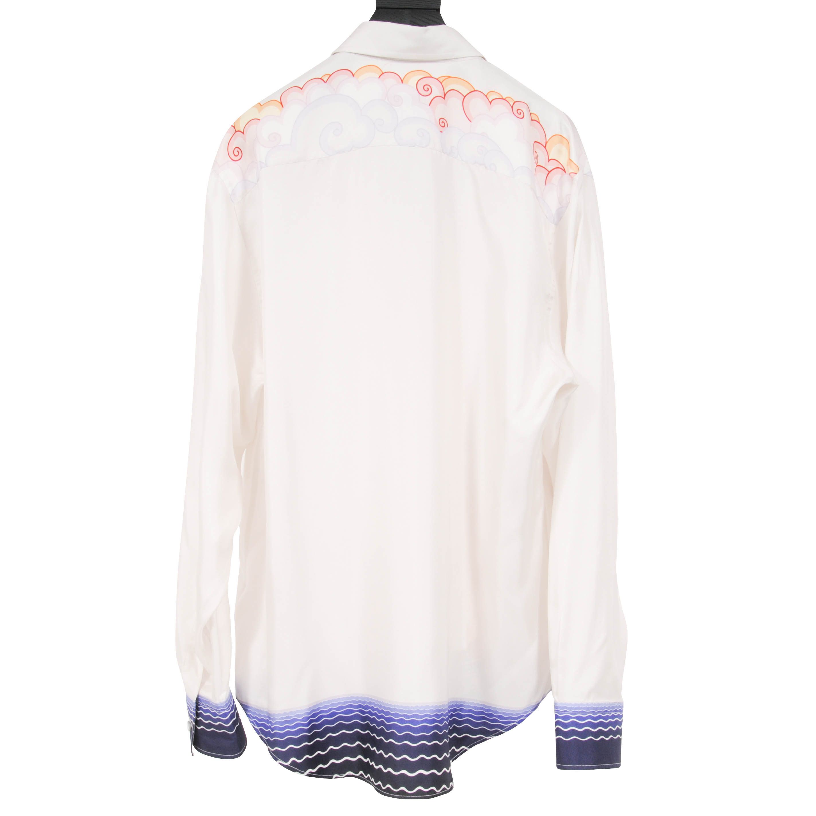 Lanvin Pink Purple Orange Cloud Ocean Boat White Silk Print Shirt Size US M / EU 48-50 / 2 - 2 Thumbnail
