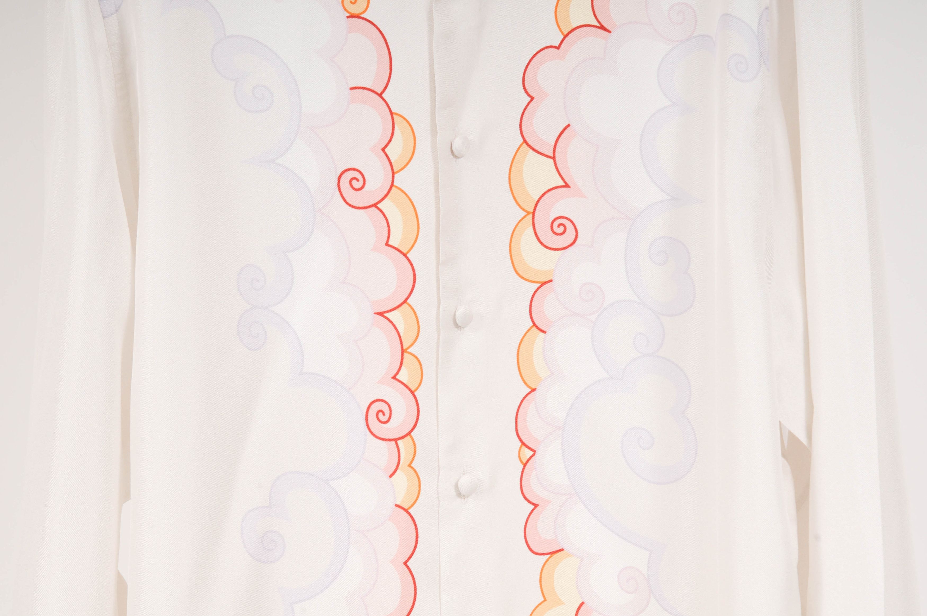 Lanvin Pink Purple Orange Cloud Ocean Boat White Silk Print Shirt Size US M / EU 48-50 / 2 - 3 Thumbnail