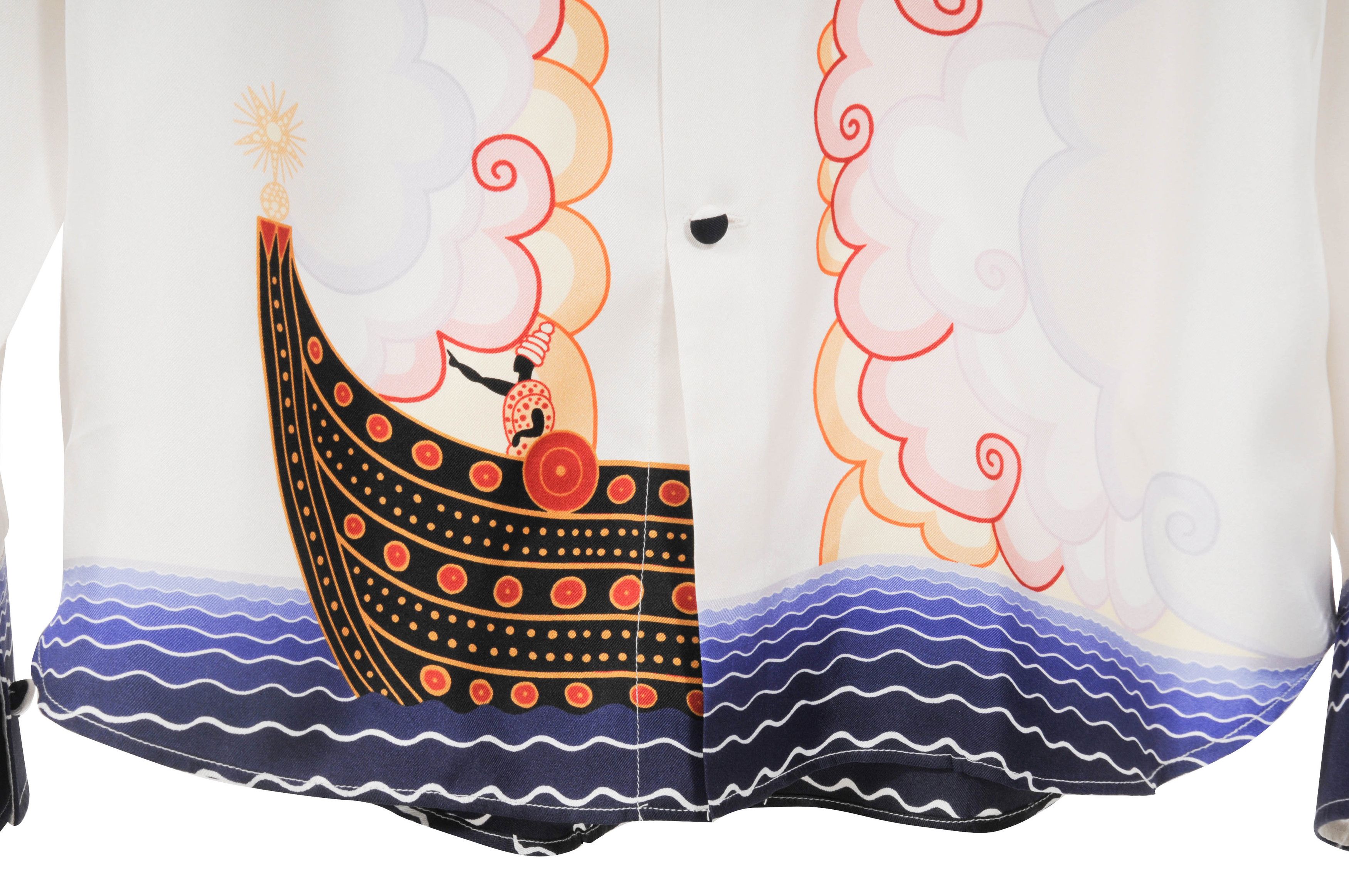 Lanvin Pink Purple Orange Cloud Ocean Boat White Silk Print Shirt Size US M / EU 48-50 / 2 - 4 Thumbnail