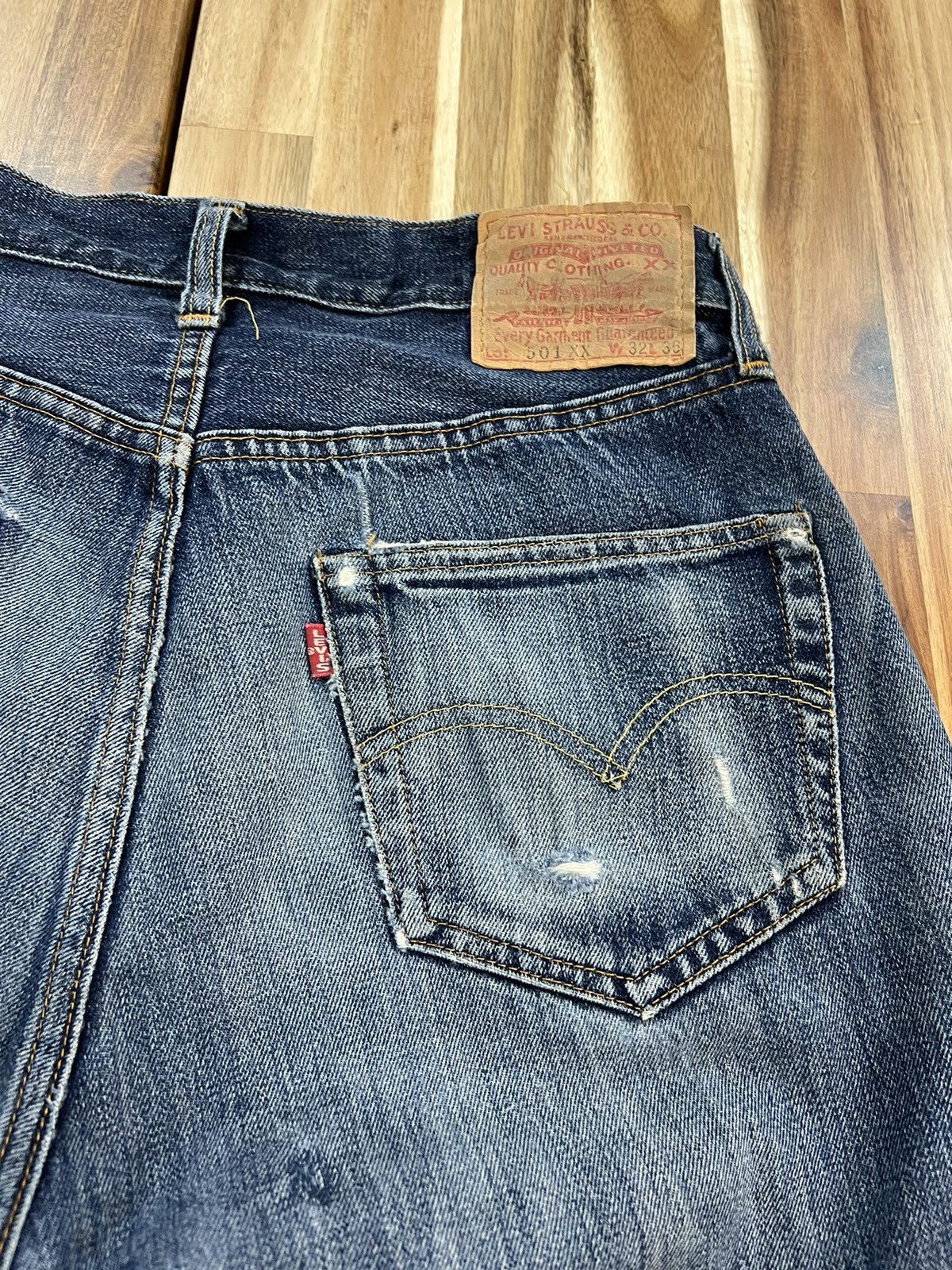Levi's Vintage Levis 501XX Big E Selvedge Distressed Denim Jeans Size US 31 - 11 Thumbnail