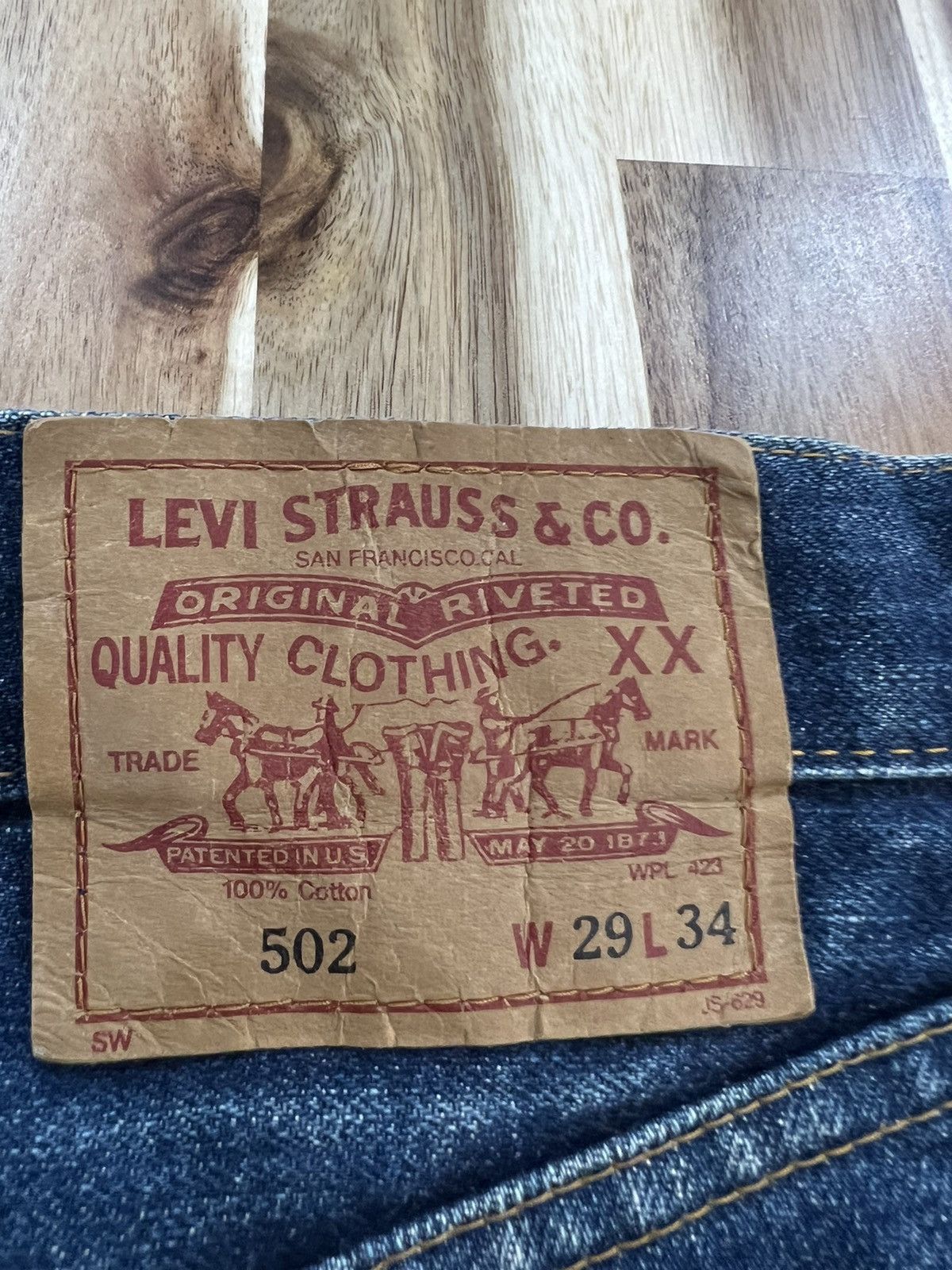Levi's Vintage Levis 502 Big E Selvedge Distressed Denim Jeans Size US 29 - 11 Thumbnail