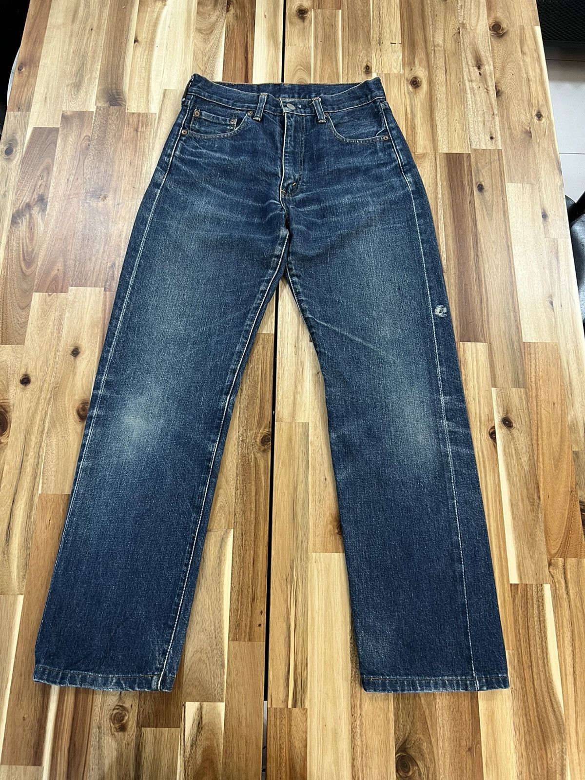 Levi's Vintage Levis 502 Big E Selvedge Distressed Denim Jeans Size US 29 - 1 Thumbnail