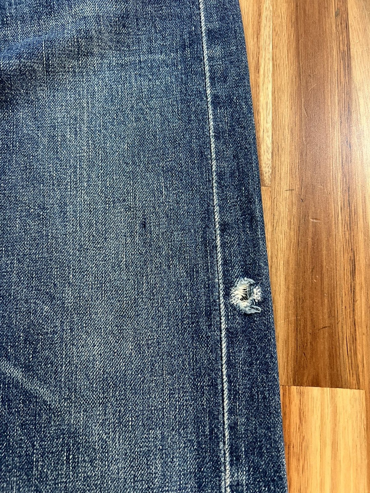Levi's Vintage Levis 502 Big E Selvedge Distressed Denim Jeans Size US 29 - 3 Thumbnail