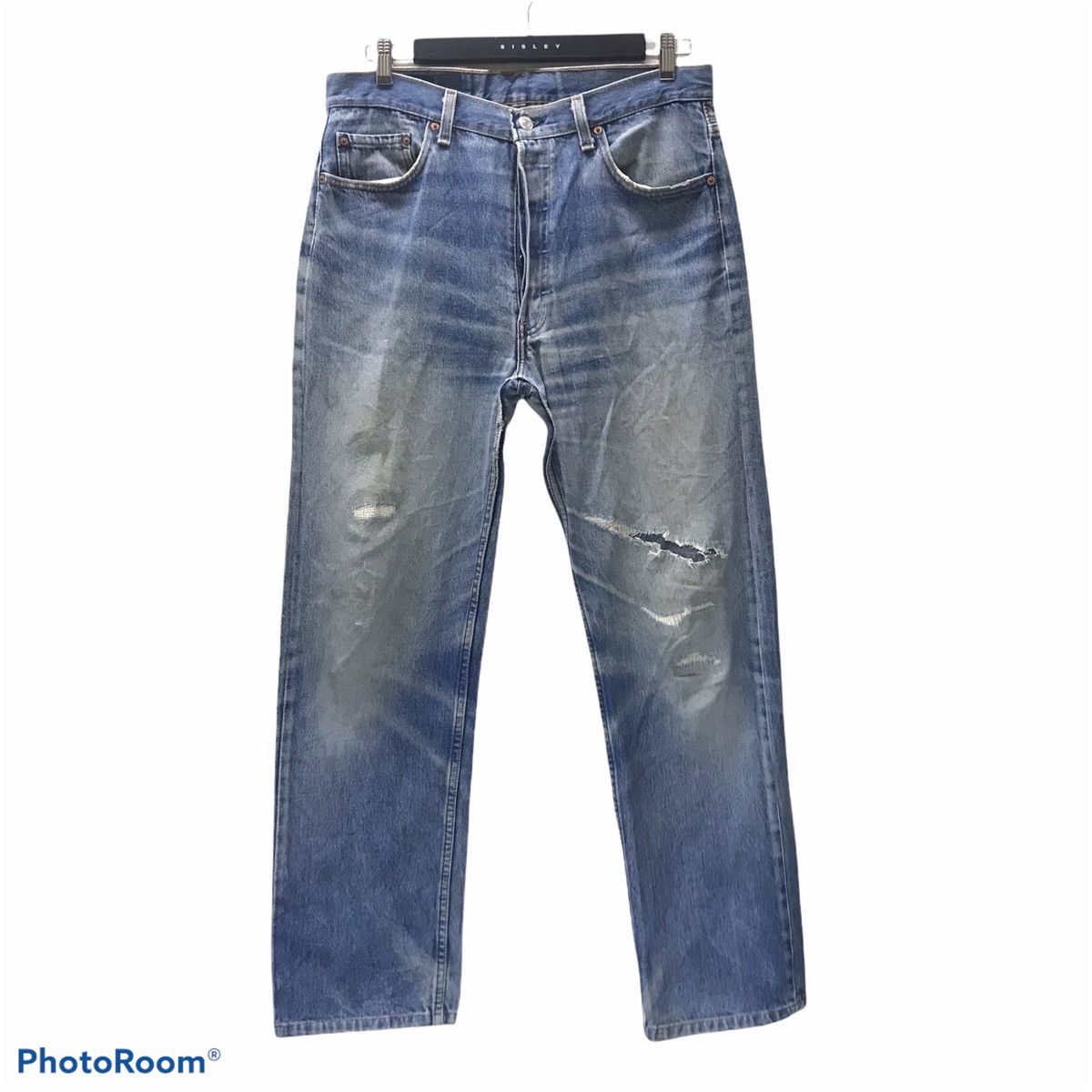 Levi's Vintage 80s Levis 501 Destroy Distressed Dirty Zigzag Jeans Size US 34 / EU 50 - 1 Thumbnail
