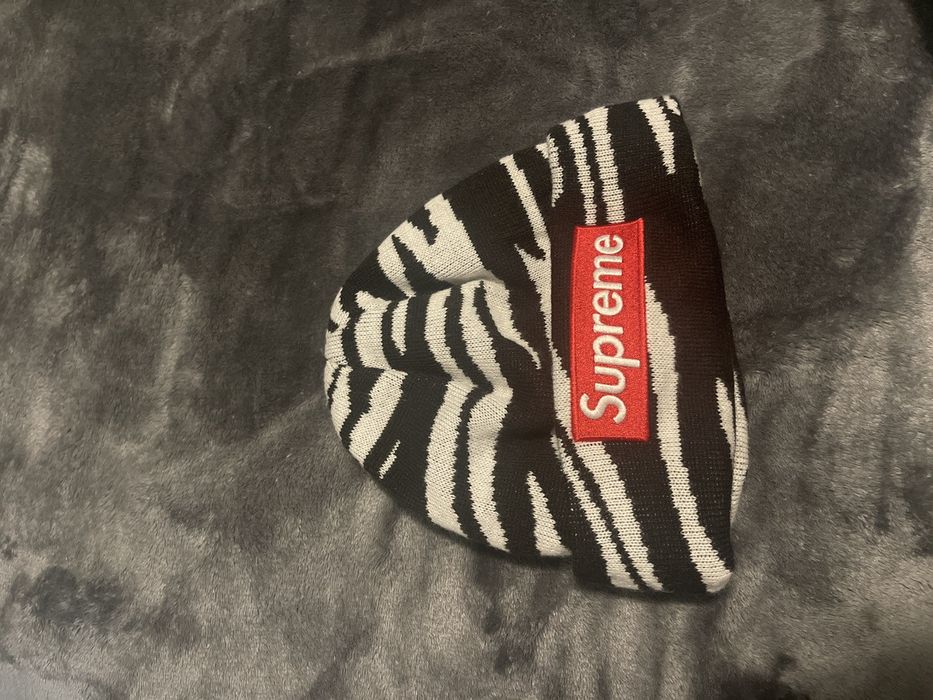 Supreme Supreme box logo zebra beanie! | Grailed