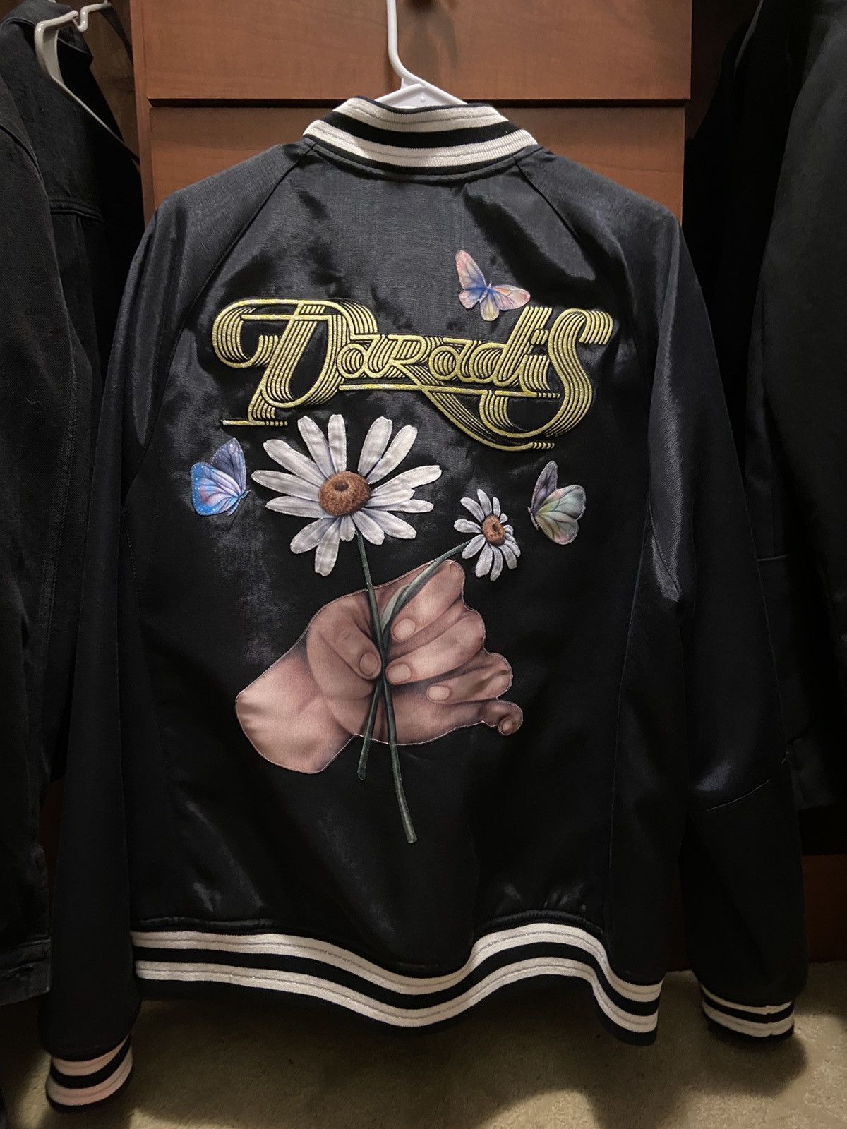 3.PARADIS BLACK EMBROIDERED VARSITY BOMBER JACKET
