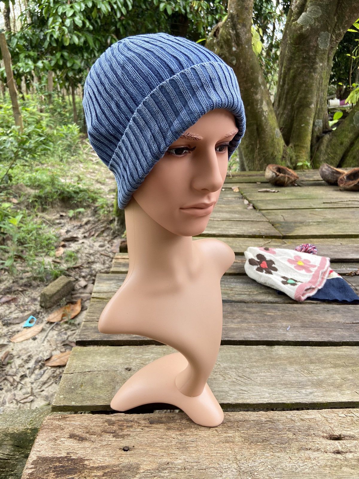 Japanese Brand Indigo Blue Denim Beanie Hat Size ONE SIZE - 1 Thumbnail