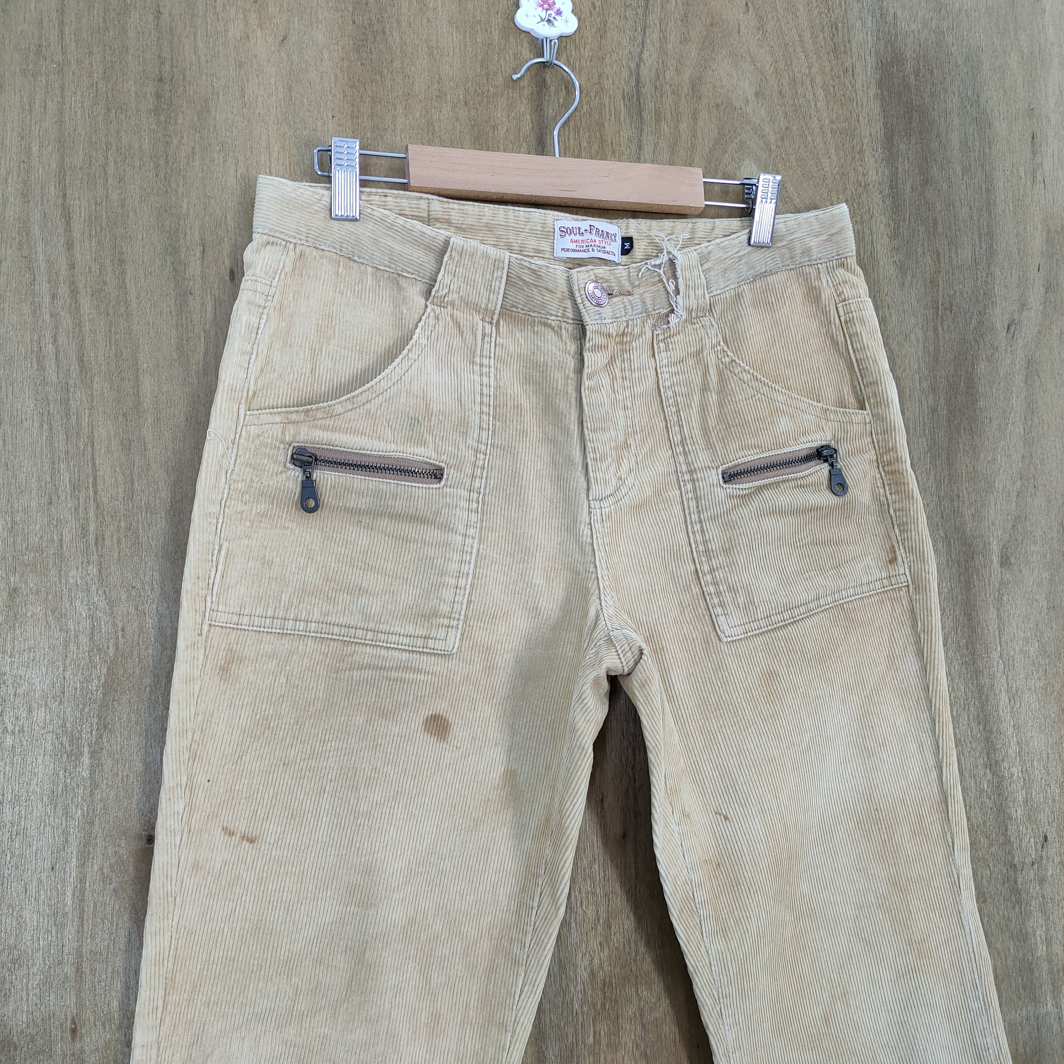 Japanese Brand SOUL FRANKY CORDUROY RUSTY FLARE BUSH PANTS Size US 32 / EU 48 - 5 Thumbnail