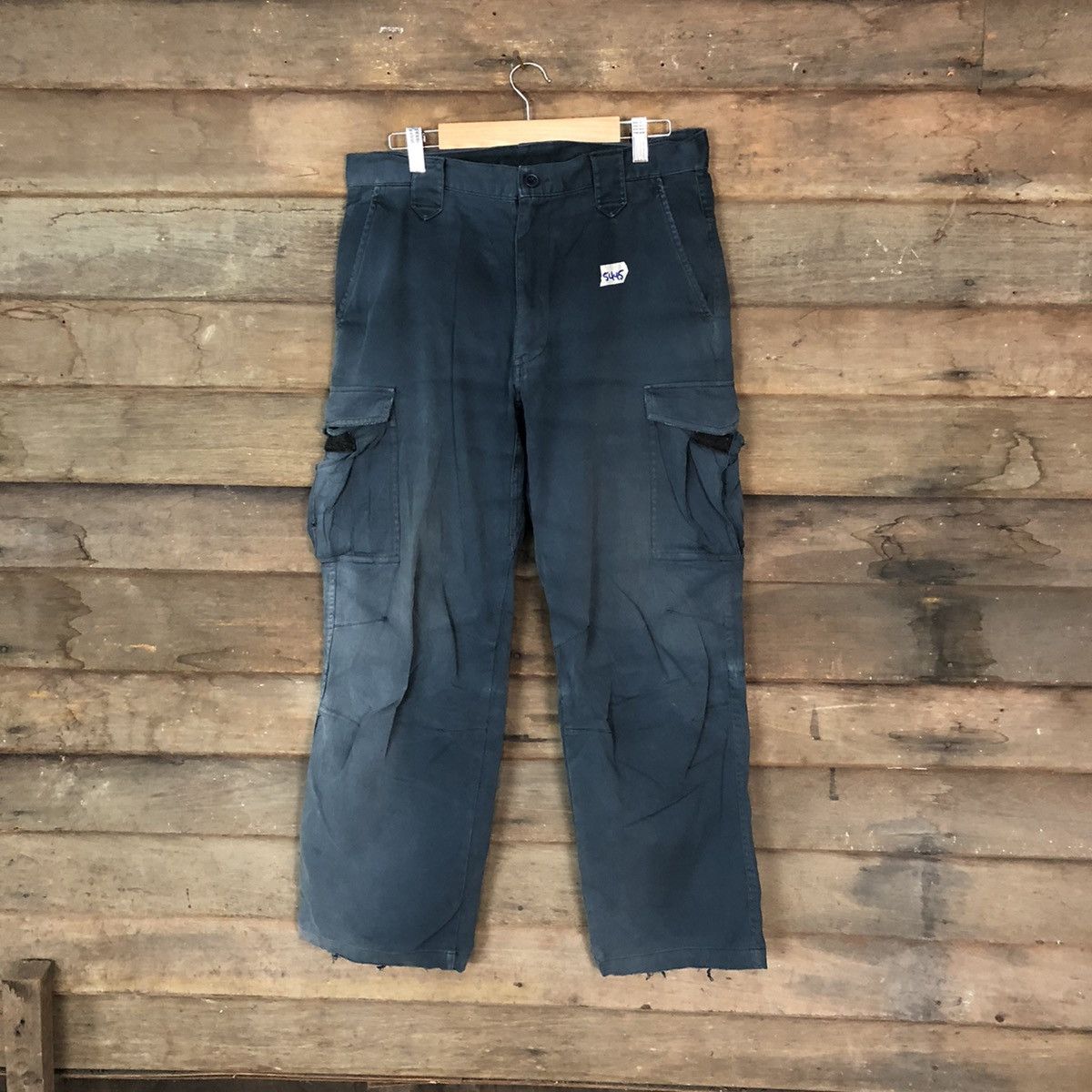 Vintage Japanese Brand faded Dark Blue utility Cargo Pants #5445 Size US 30 / EU 46 - 1 Thumbnail