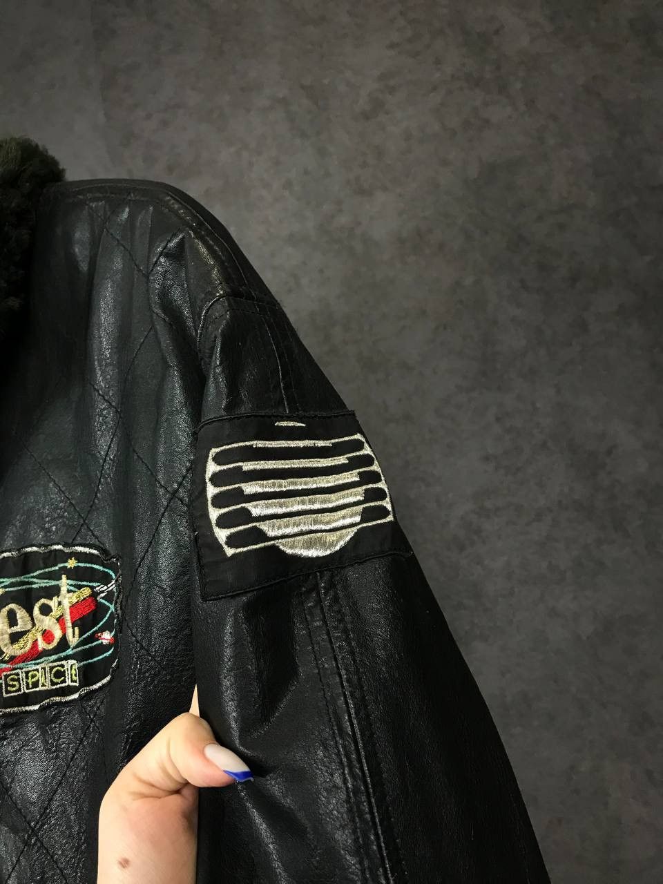 Leather Space vintage art leather jacket Size US L / EU 52-54 / 3 - 6 Thumbnail