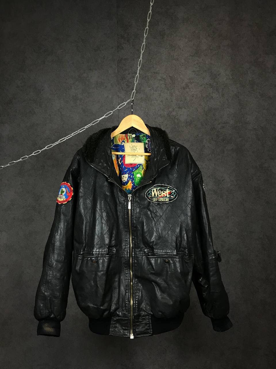Leather Space vintage art leather jacket Size US L / EU 52-54 / 3 - 1 Thumbnail