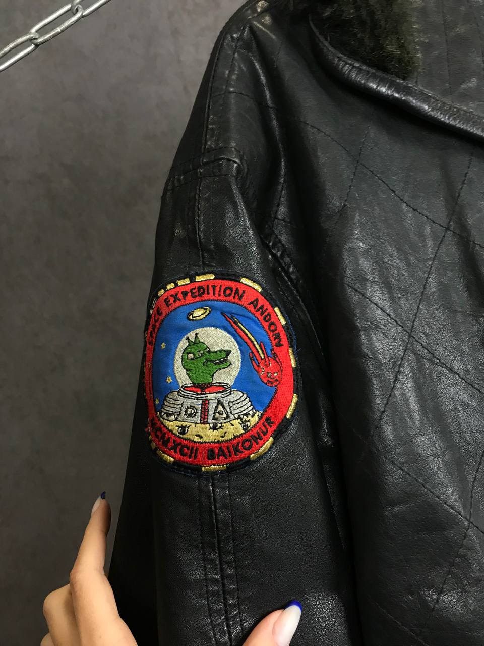 Leather Space vintage art leather jacket Size US L / EU 52-54 / 3 - 5 Thumbnail