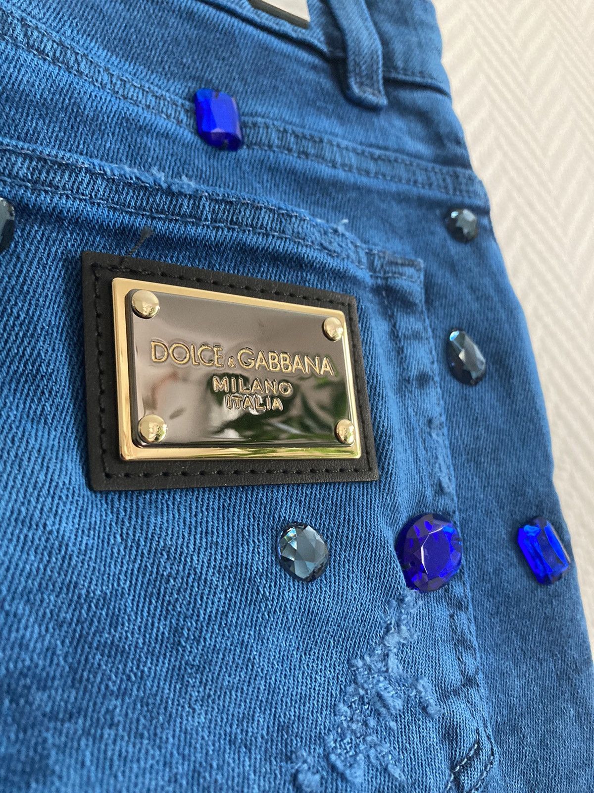 Dolce & Gabbana RUNWAY Over-dyed skinny stretch jeans with crystals Size US 30 / EU 46 - 5 Thumbnail