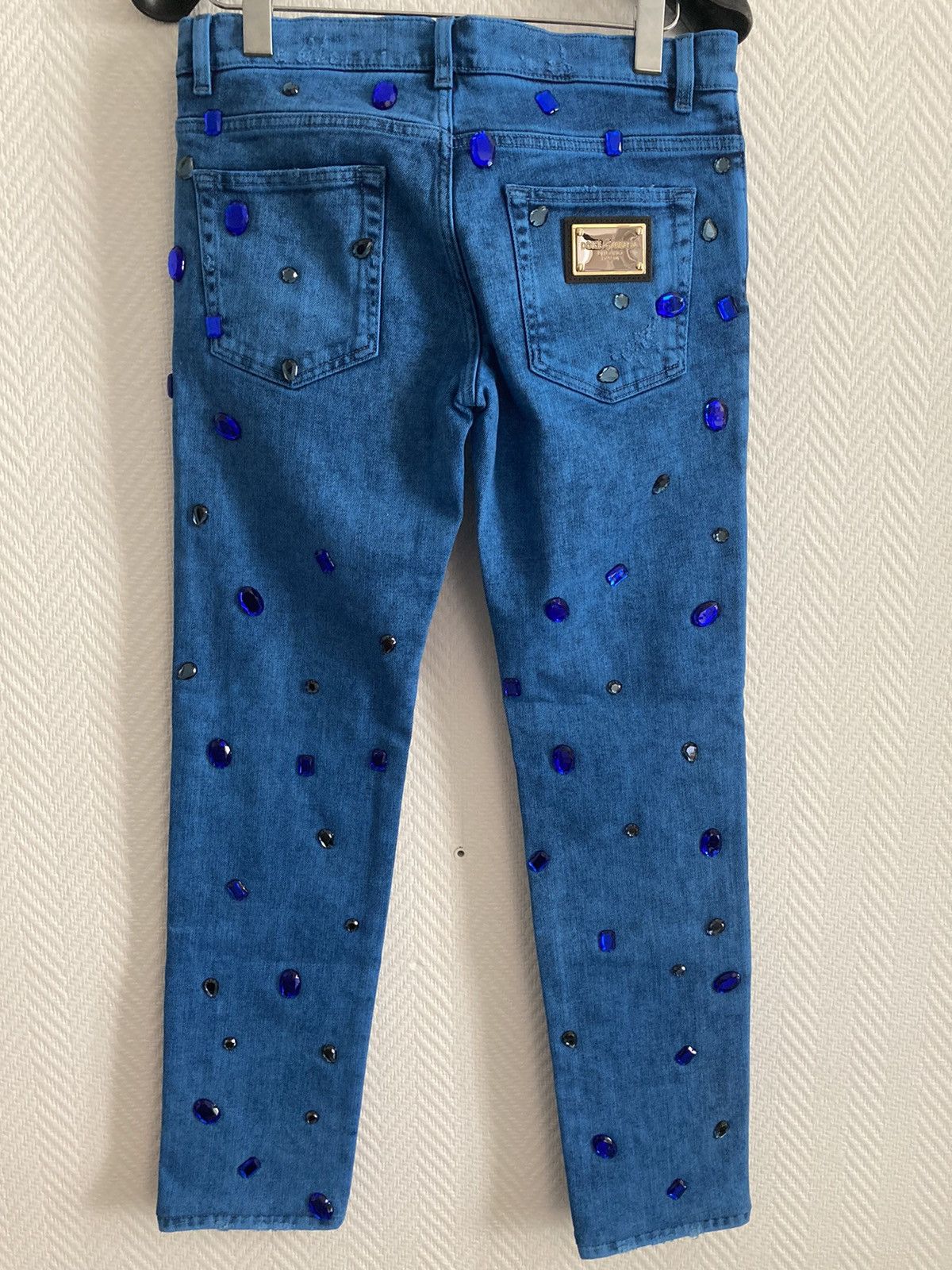 Dolce & Gabbana RUNWAY Over-dyed skinny stretch jeans with crystals Size US 30 / EU 46 - 4 Thumbnail